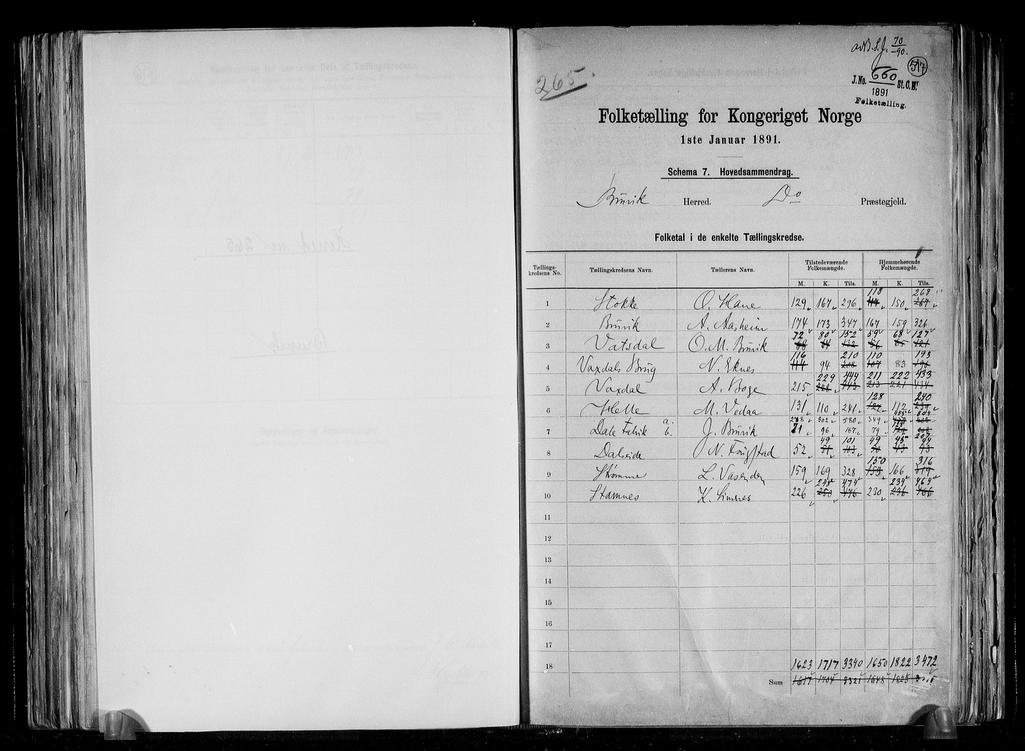 RA, 1891 census for 1251 Bruvik, 1891, p. 2