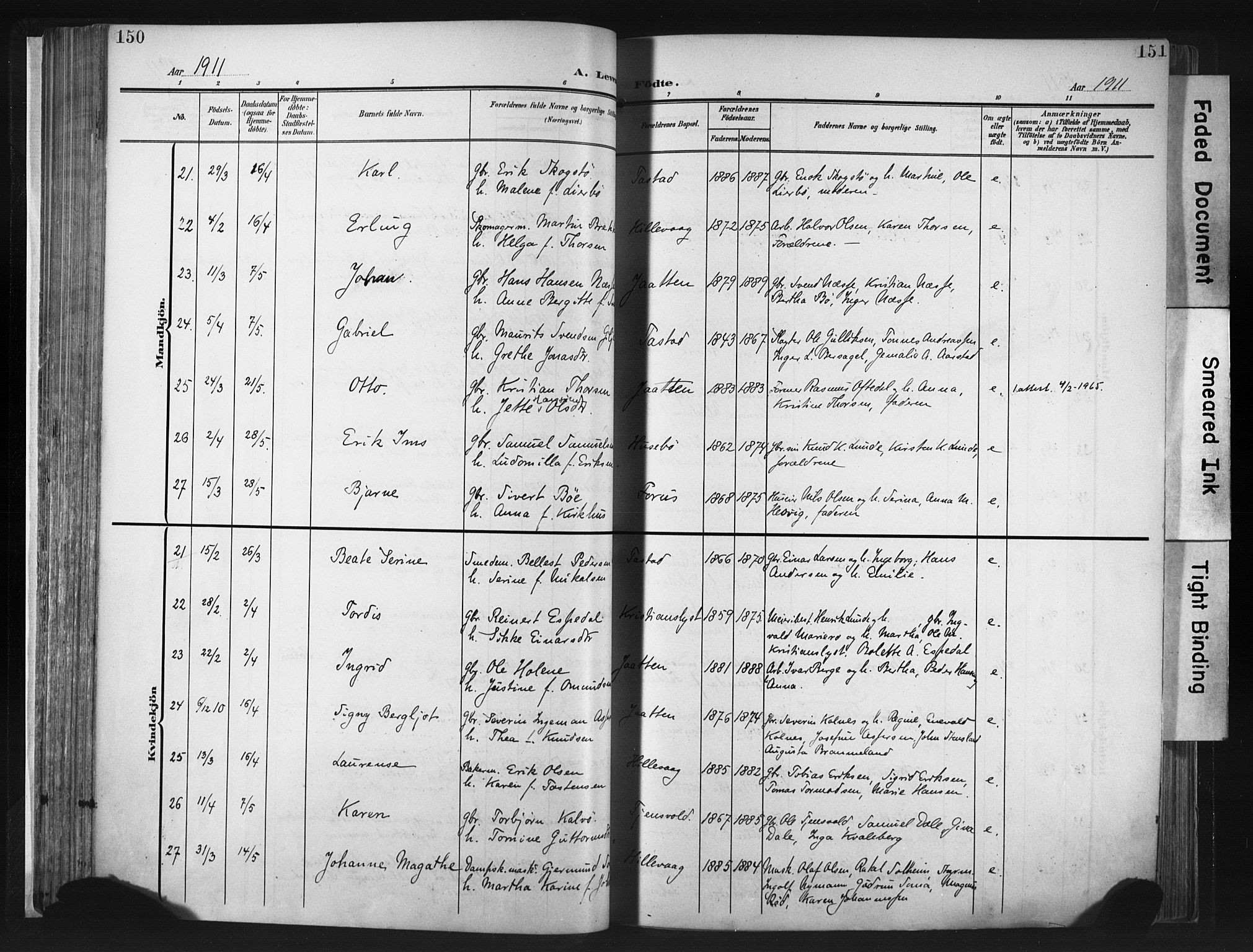 Hetland sokneprestkontor, AV/SAST-A-101826/30/30BA/L0013: Parish register (official) no. A 13, 1904-1918, p. 150-151