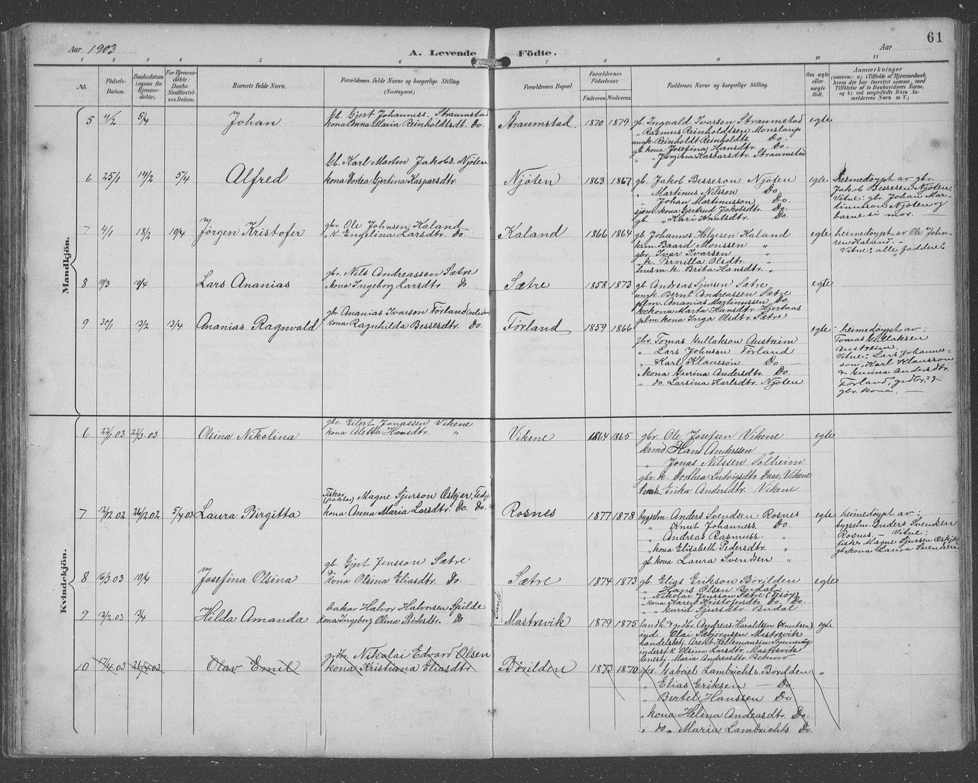 Lindås Sokneprestembete, SAB/A-76701/H/Hab: Parish register (copy) no. C 4, 1894-1910, p. 61