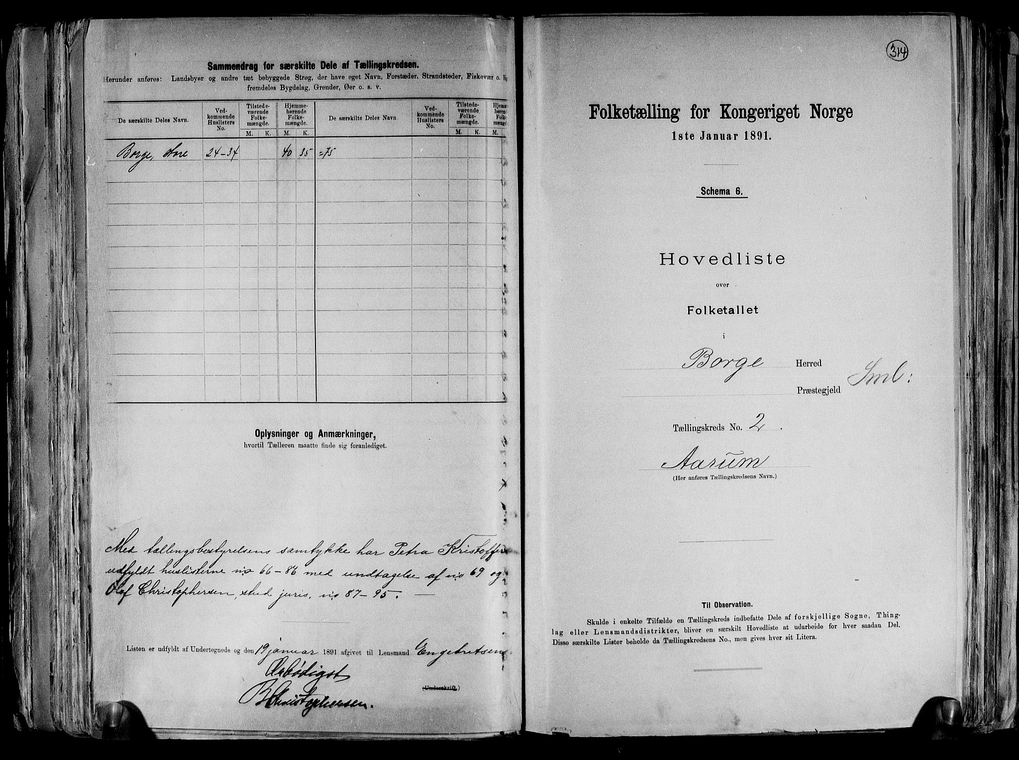 RA, 1891 census for 0113 Borge, 1891, p. 6