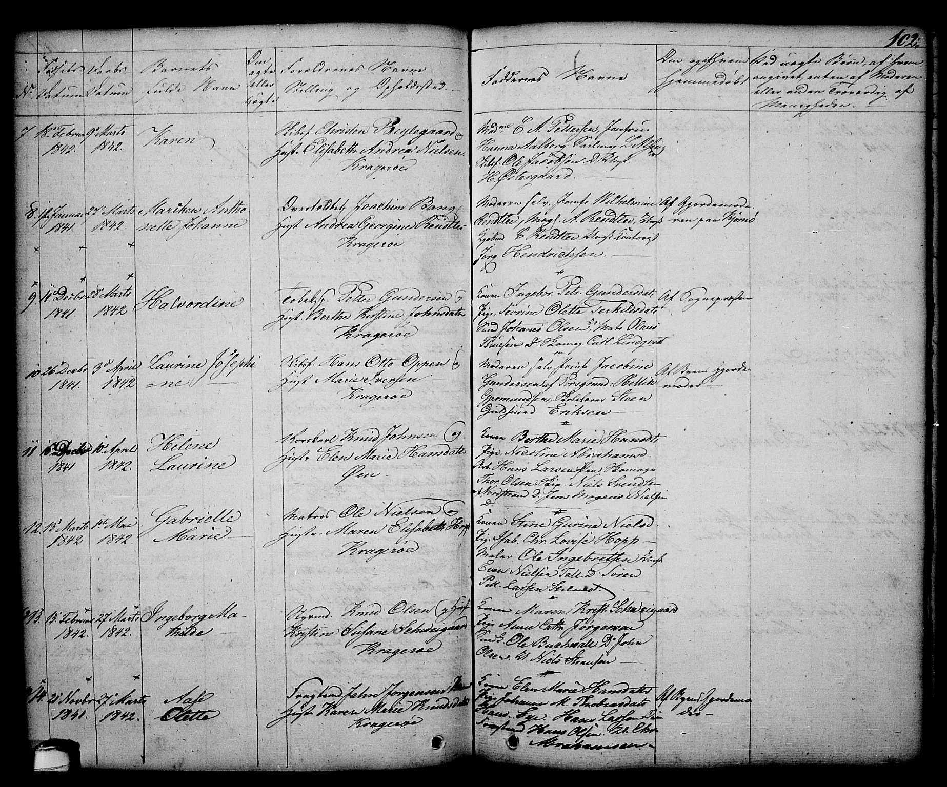 Kragerø kirkebøker, SAKO/A-278/G/Ga/L0003: Parish register (copy) no. 3, 1832-1852, p. 102