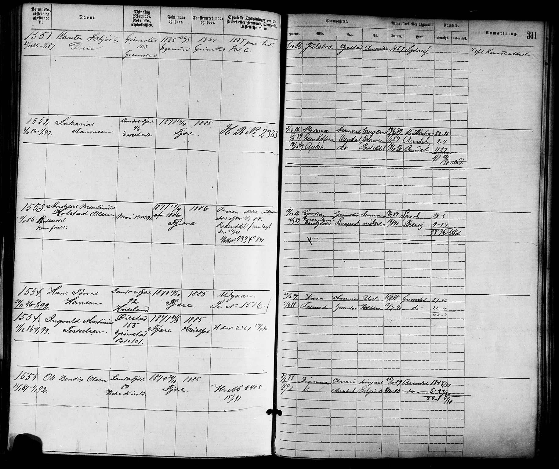 Grimstad mønstringskrets, SAK/2031-0013/F/Fa/L0001: Annotasjonsrulle nr 1-1920 med register, F-1, 1870-1892, p. 344