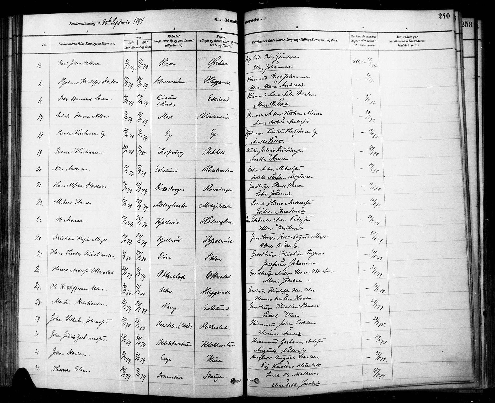Rygge prestekontor Kirkebøker, SAO/A-10084b/F/Fa/L0007: Parish register (official) no. 7, 1878-1904, p. 240