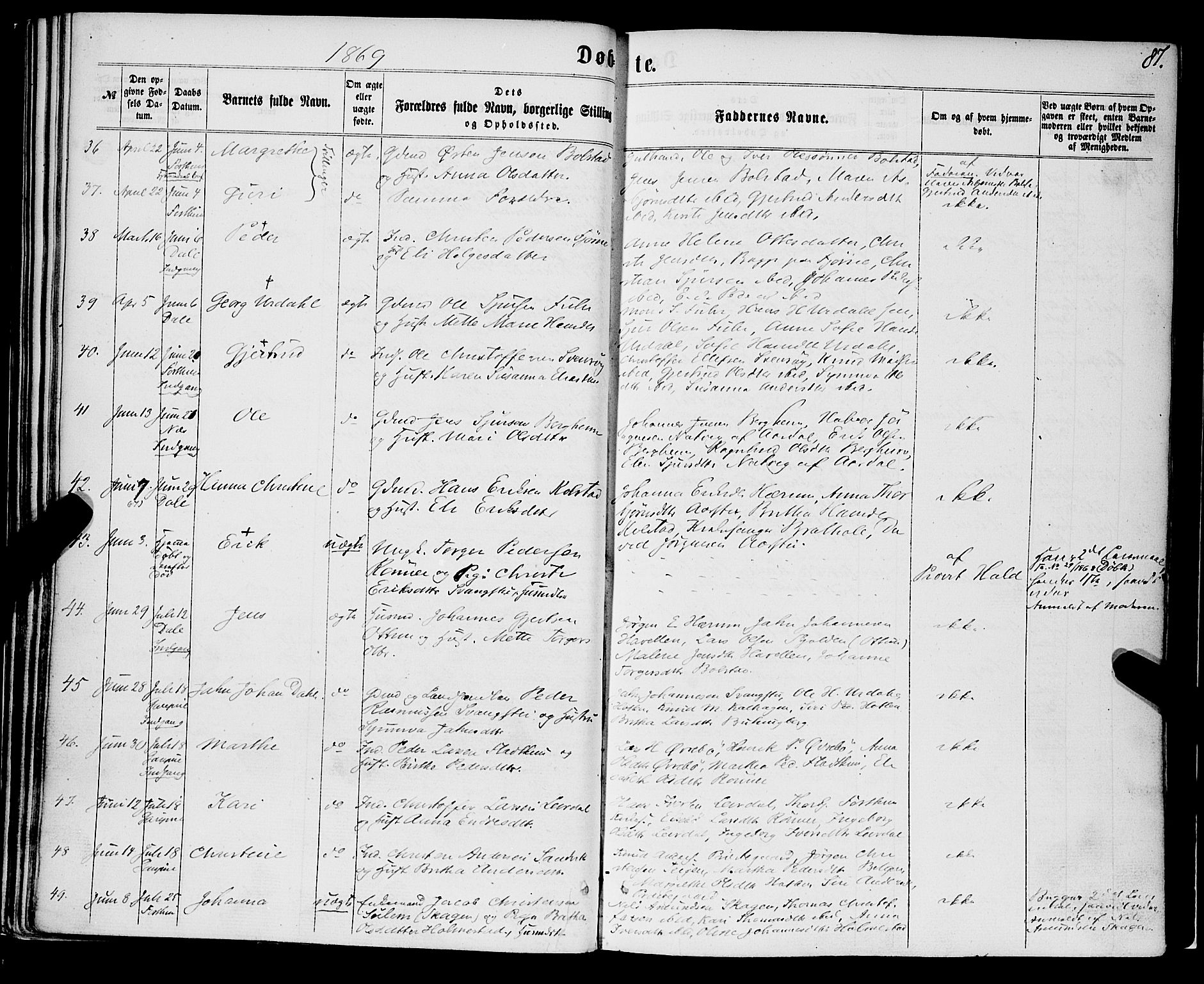 Luster sokneprestembete, AV/SAB-A-81101/H/Haa/Haaa/L0008: Parish register (official) no. A 8, 1860-1870, p. 87