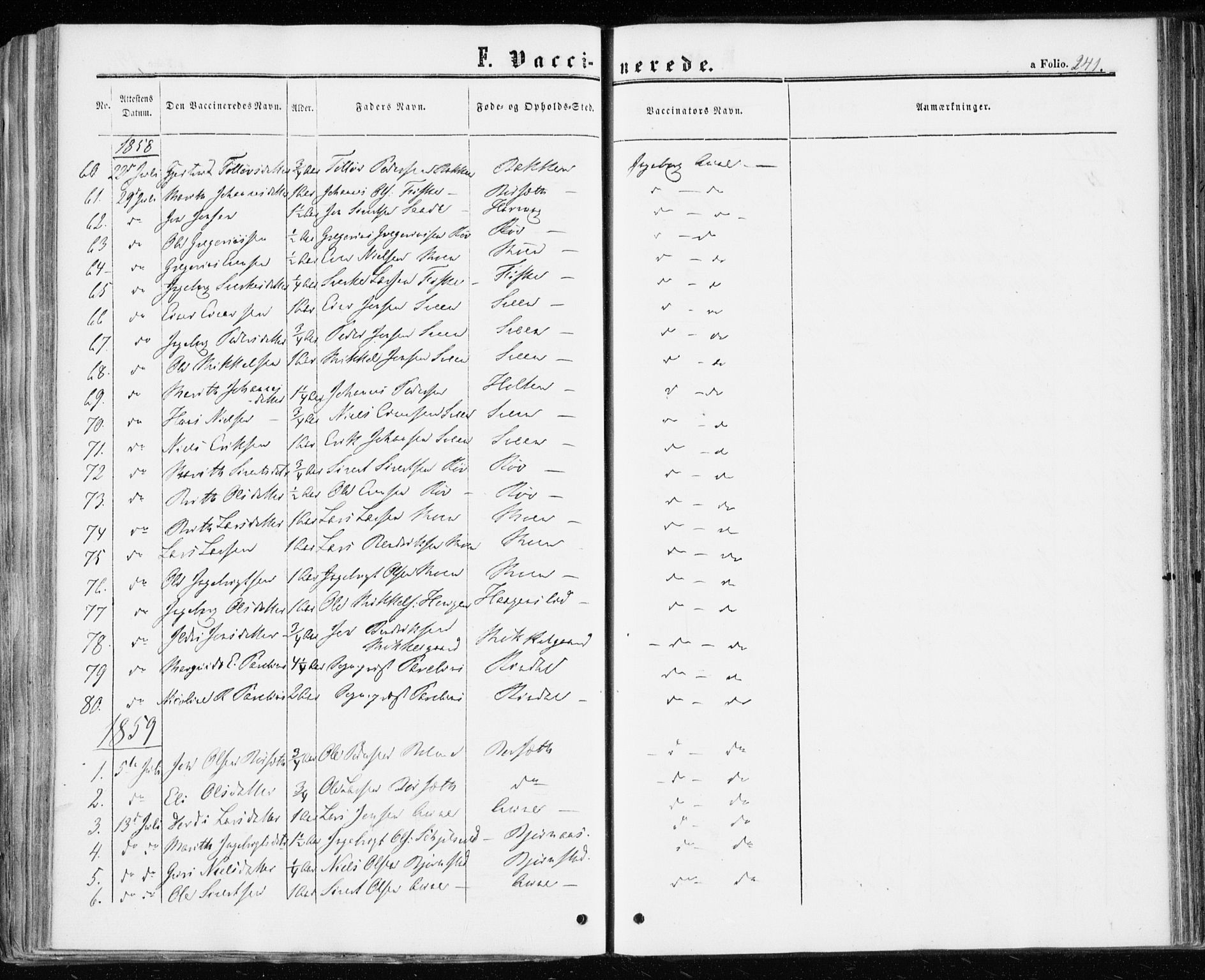 Ministerialprotokoller, klokkerbøker og fødselsregistre - Møre og Romsdal, AV/SAT-A-1454/598/L1067: Parish register (official) no. 598A01, 1858-1871, p. 241