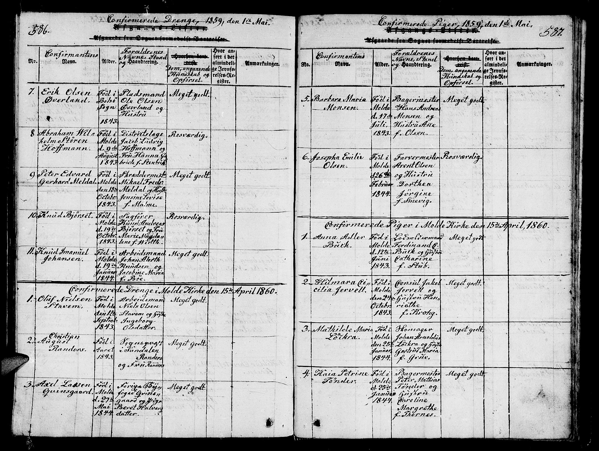 Ministerialprotokoller, klokkerbøker og fødselsregistre - Møre og Romsdal, SAT/A-1454/558/L0700: Parish register (copy) no. 558C01, 1818-1868, p. 586-587
