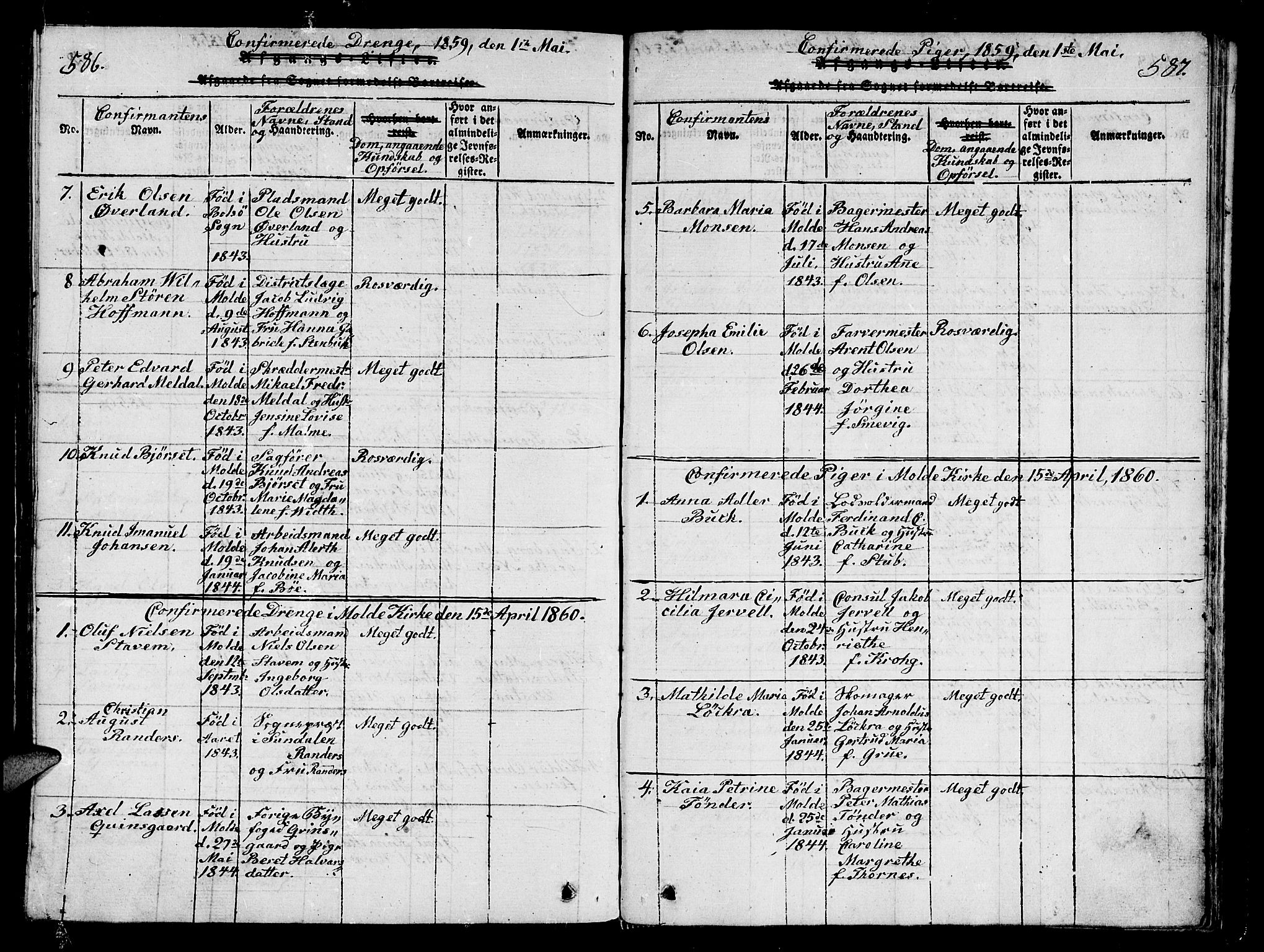 Ministerialprotokoller, klokkerbøker og fødselsregistre - Møre og Romsdal, AV/SAT-A-1454/558/L0700: Parish register (copy) no. 558C01, 1818-1868, p. 586-587
