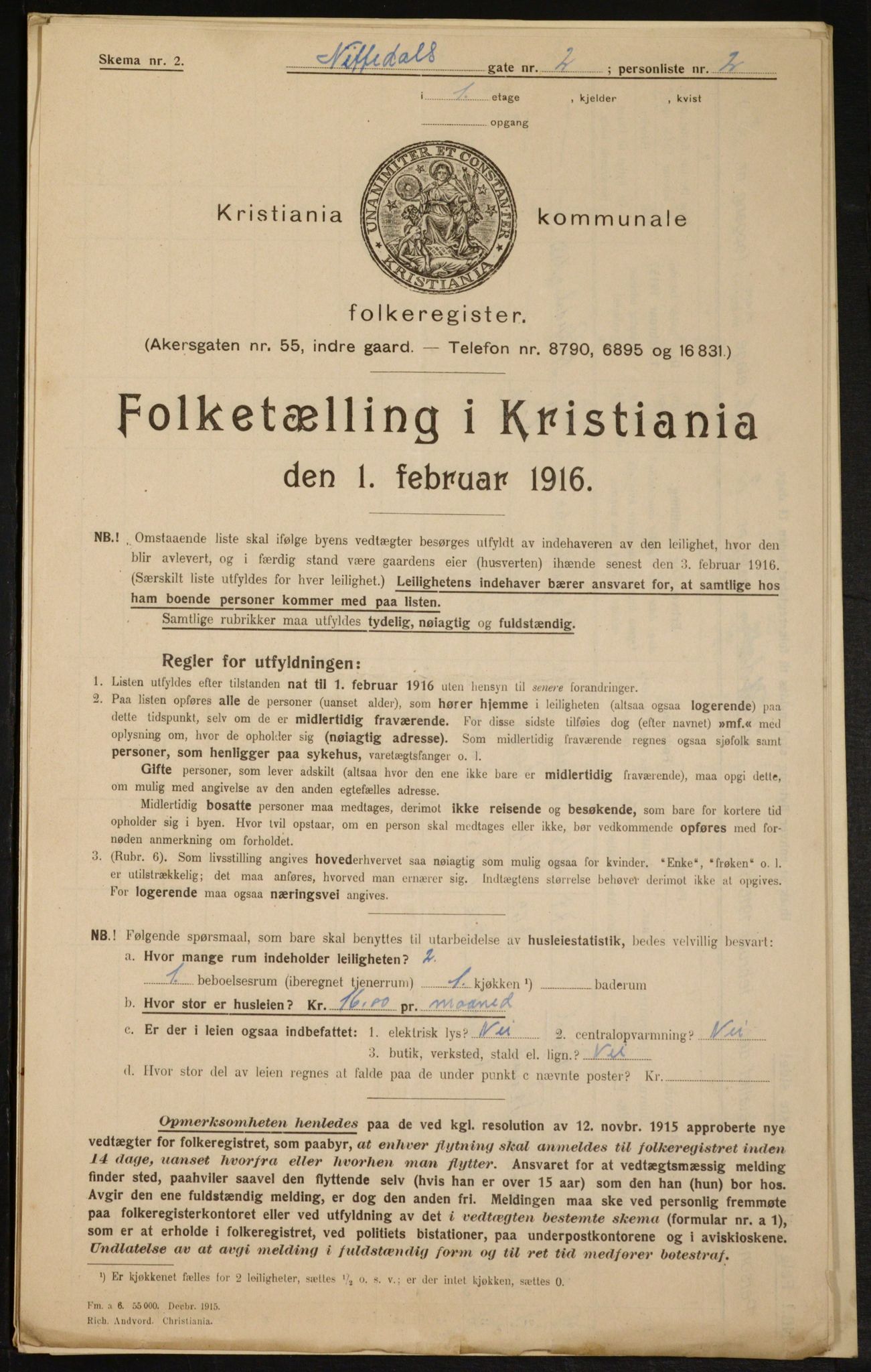 OBA, Municipal Census 1916 for Kristiania, 1916, p. 73000