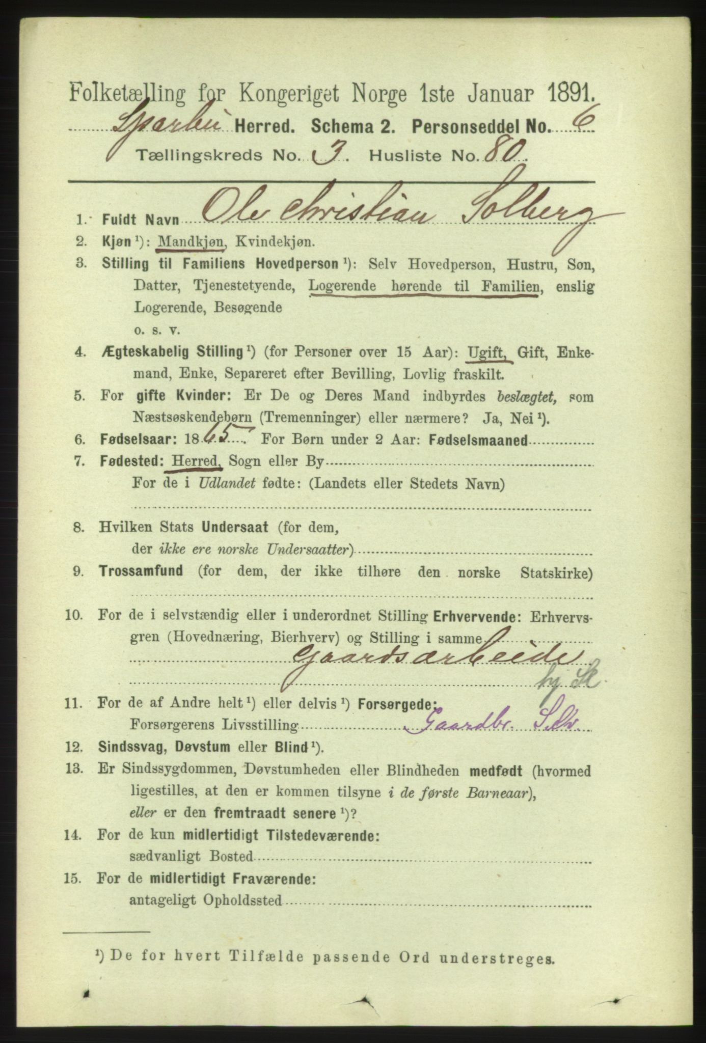 RA, 1891 census for 1731 Sparbu, 1891, p. 1312