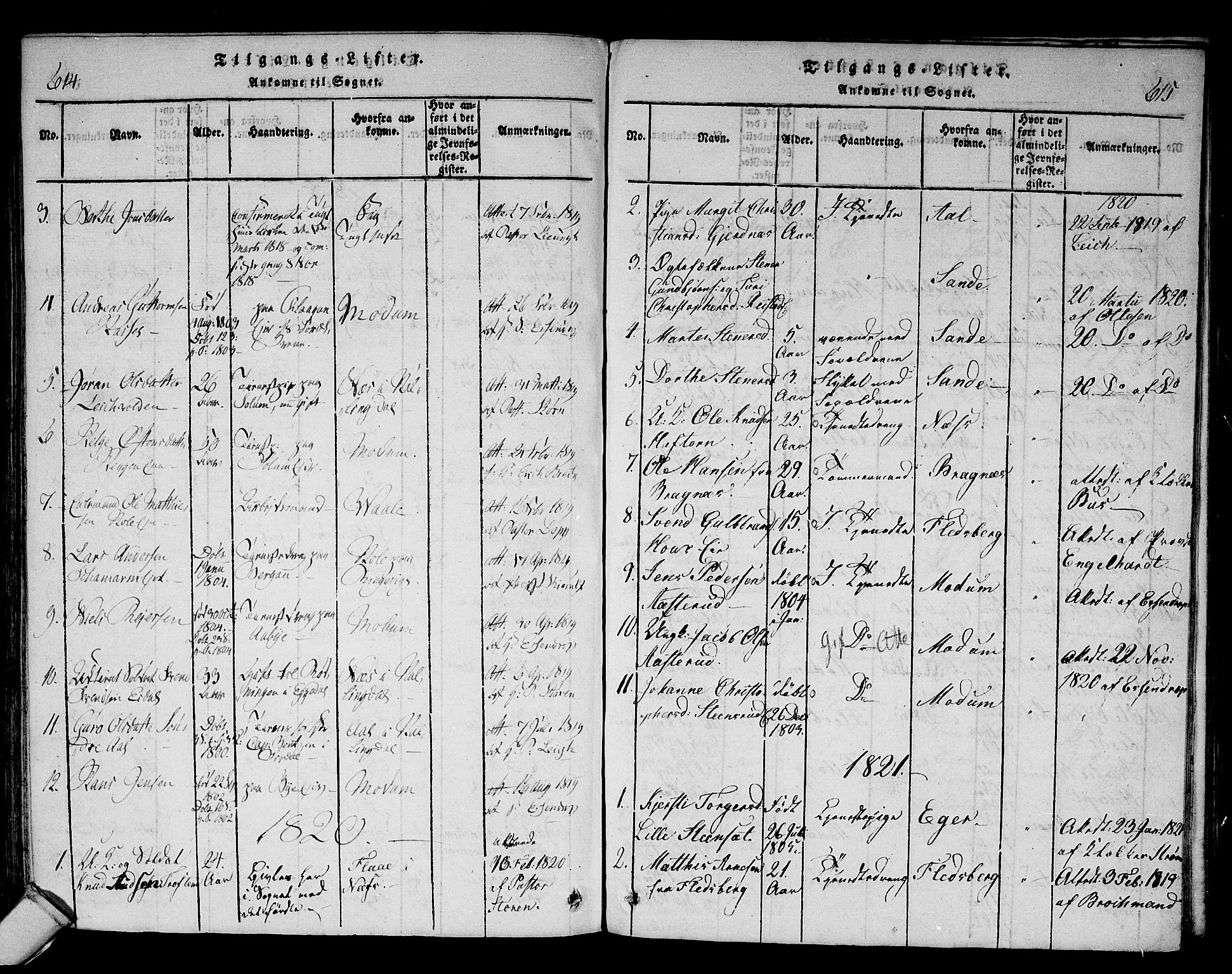 Sigdal kirkebøker, SAKO/A-245/F/Fa/L0005: Parish register (official) no. I 5 /1, 1815-1829, p. 614-615
