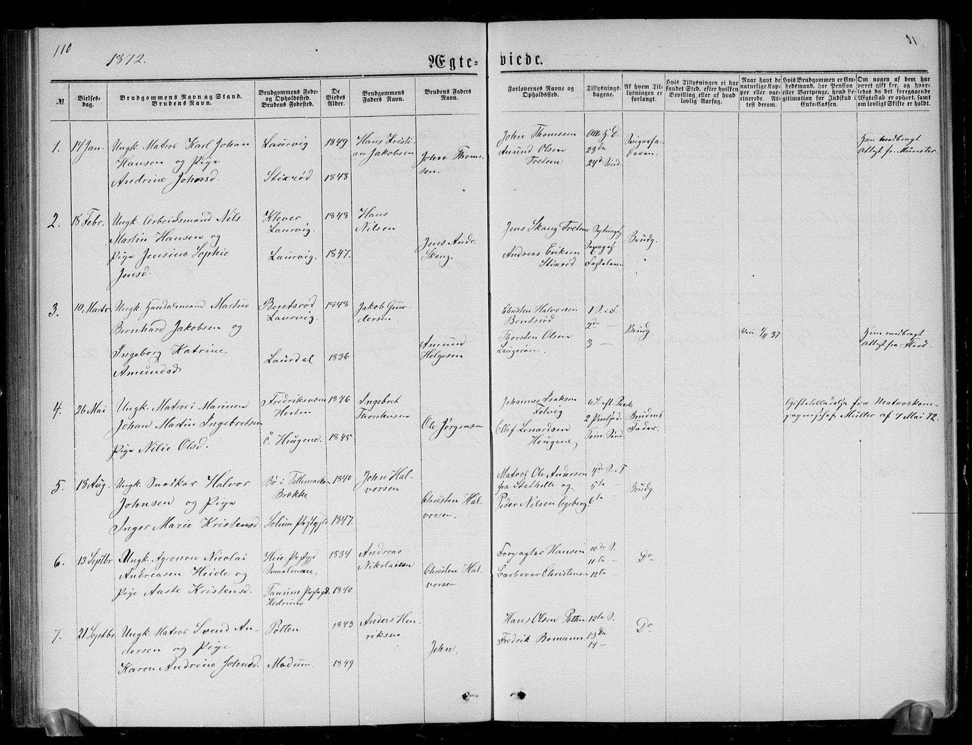 Brunlanes kirkebøker, SAKO/A-342/G/Ga/L0002: Parish register (copy) no. I 2, 1866-1876, p. 110