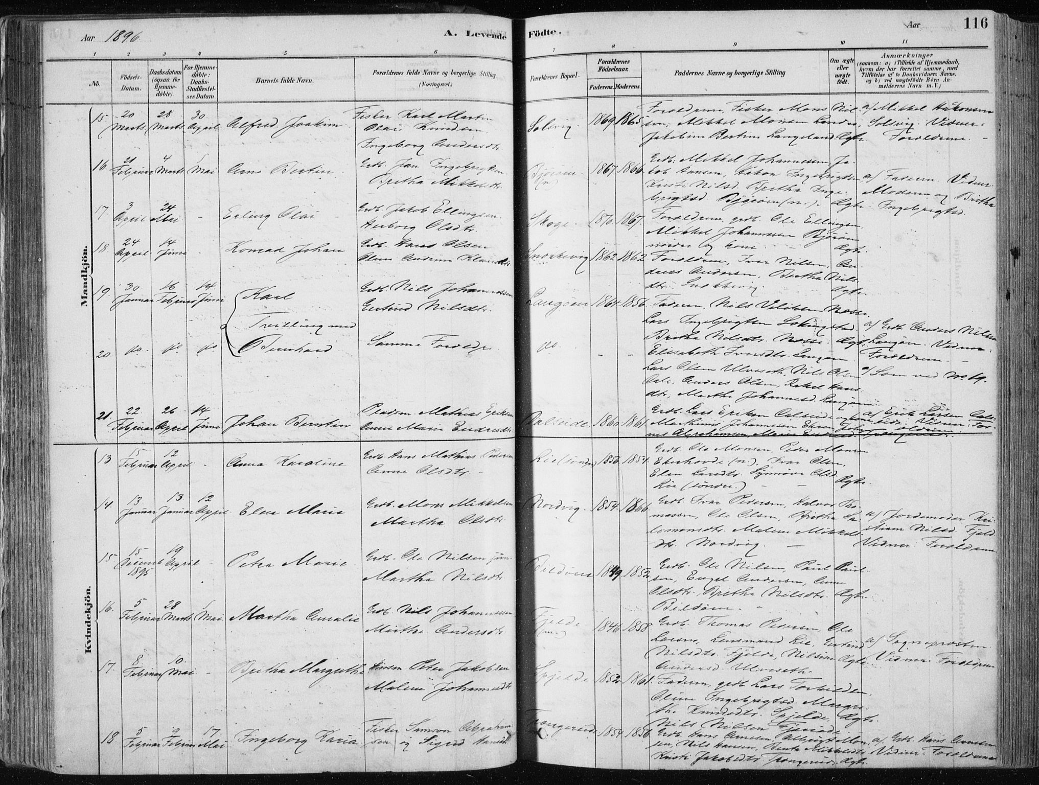 Fjell sokneprestembete, SAB/A-75301/H/Haa: Parish register (official) no. A  8, 1878-1898, p. 116