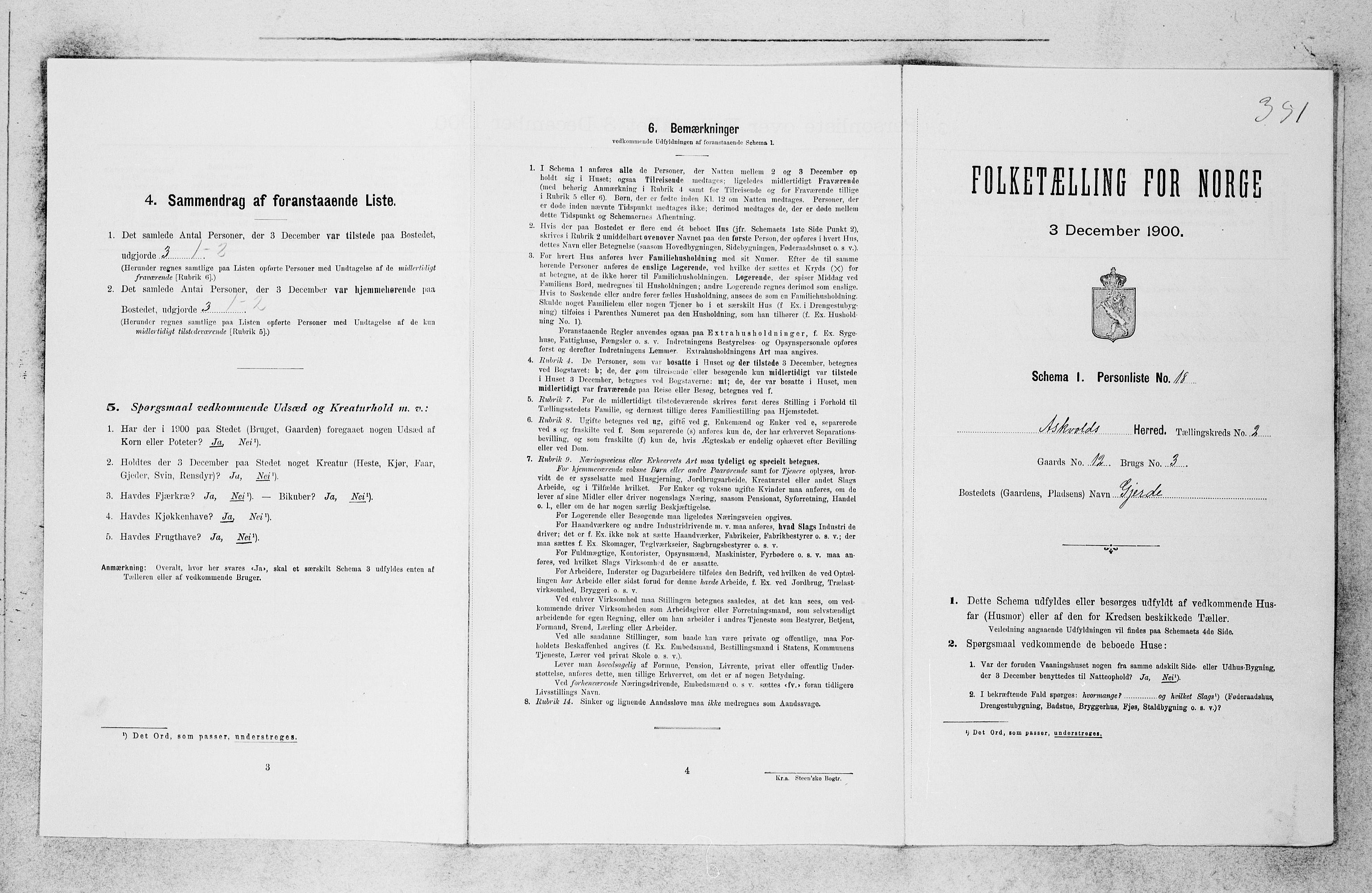 SAB, 1900 census for Askvoll, 1900, p. 178