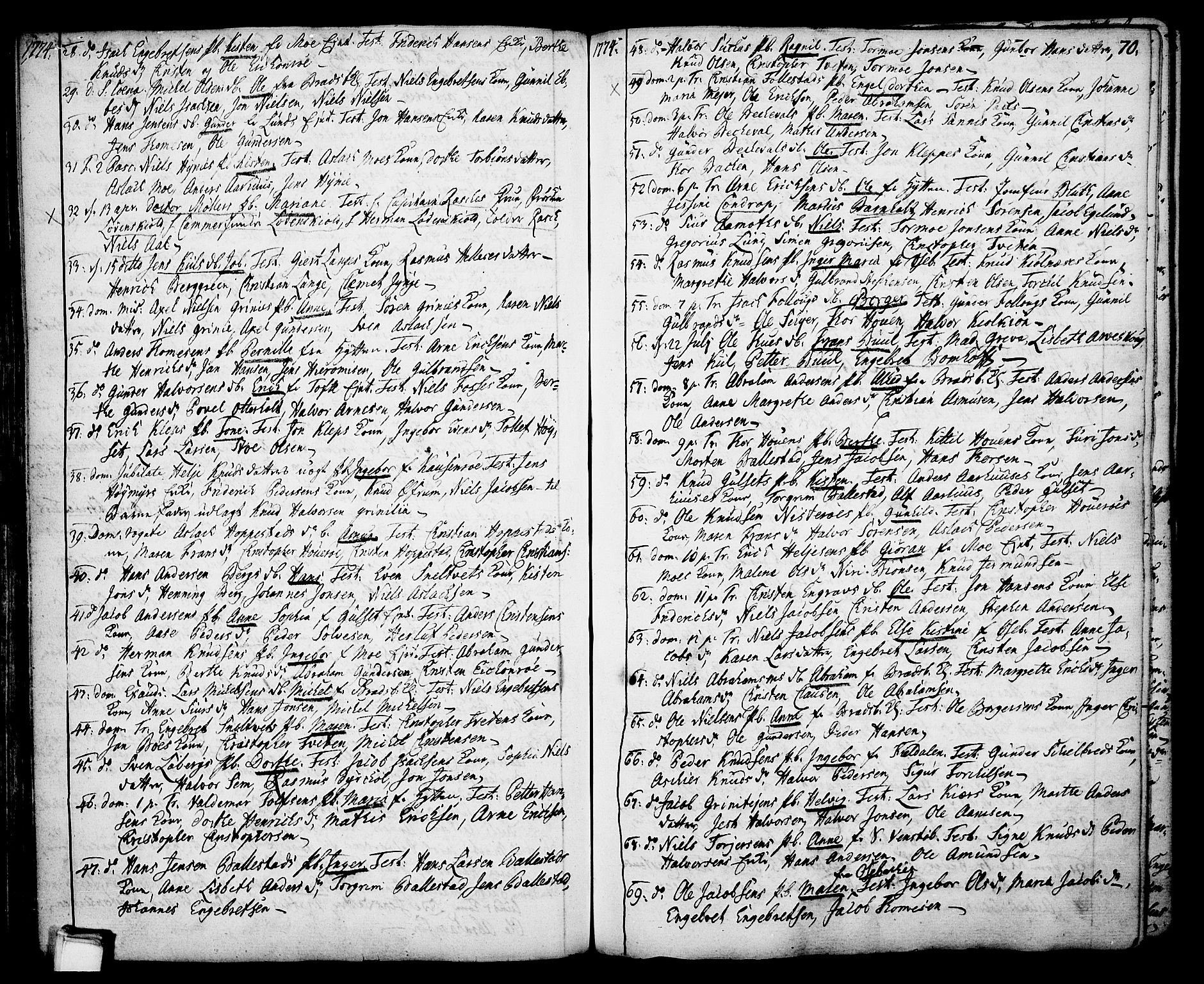 Gjerpen kirkebøker, SAKO/A-265/F/Fa/L0002: Parish register (official) no. I 2, 1747-1795, p. 70