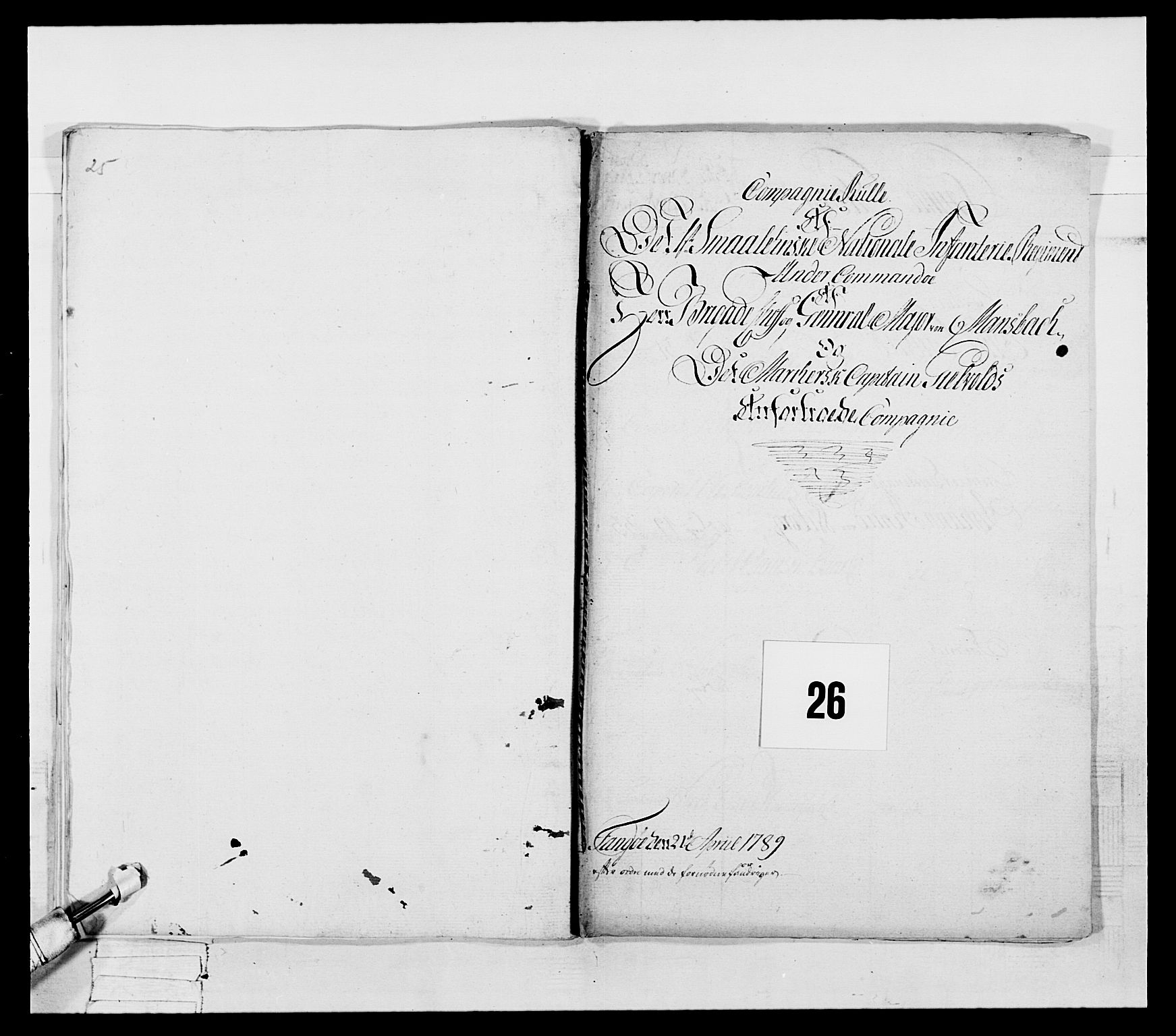 Generalitets- og kommissariatskollegiet, Det kongelige norske kommissariatskollegium, AV/RA-EA-5420/E/Eh/L0053: 1. Smålenske nasjonale infanteriregiment, 1789, p. 532
