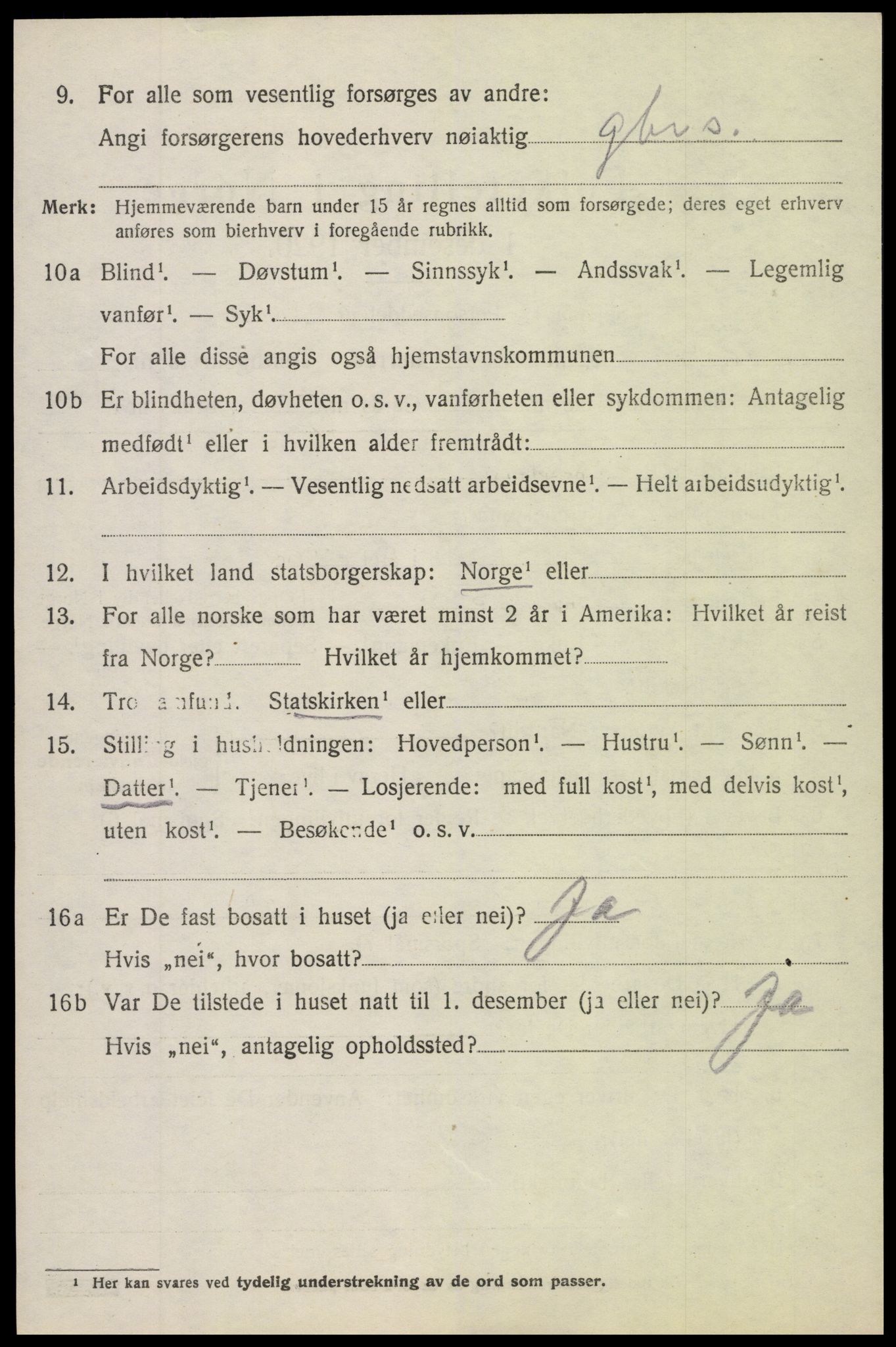 SAH, 1920 census for Nordre Land, 1920, p. 4509