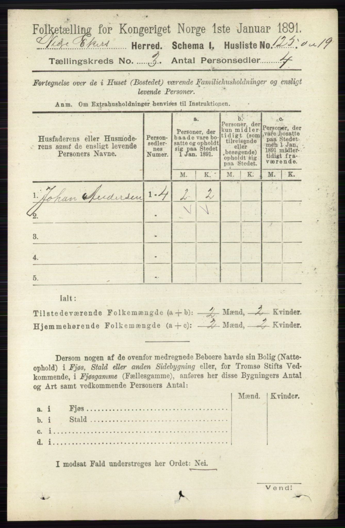 RA, 1891 census for 0625 Nedre Eiker, 1891, p. 1188