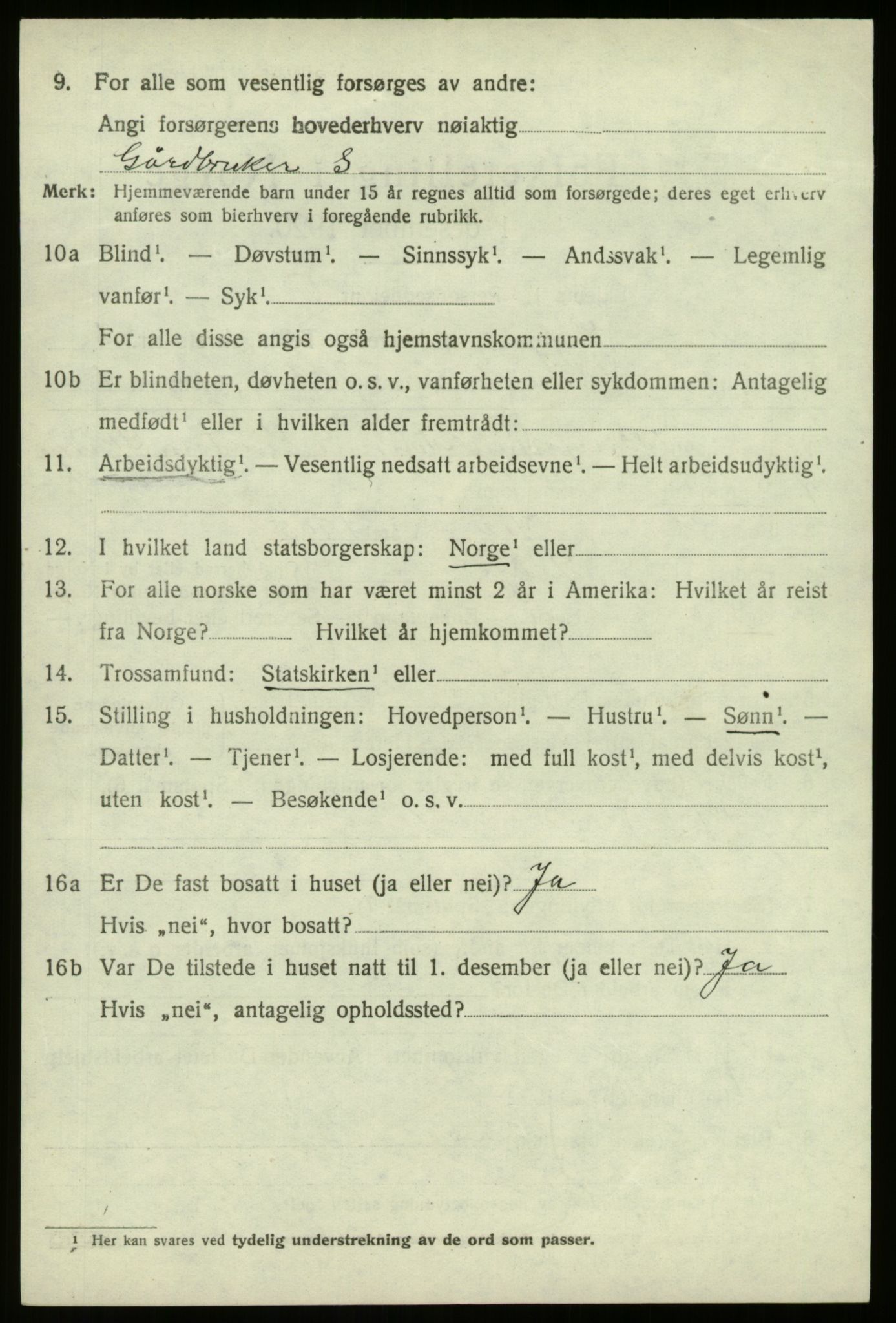 SAB, 1920 census for Selje, 1920, p. 1204