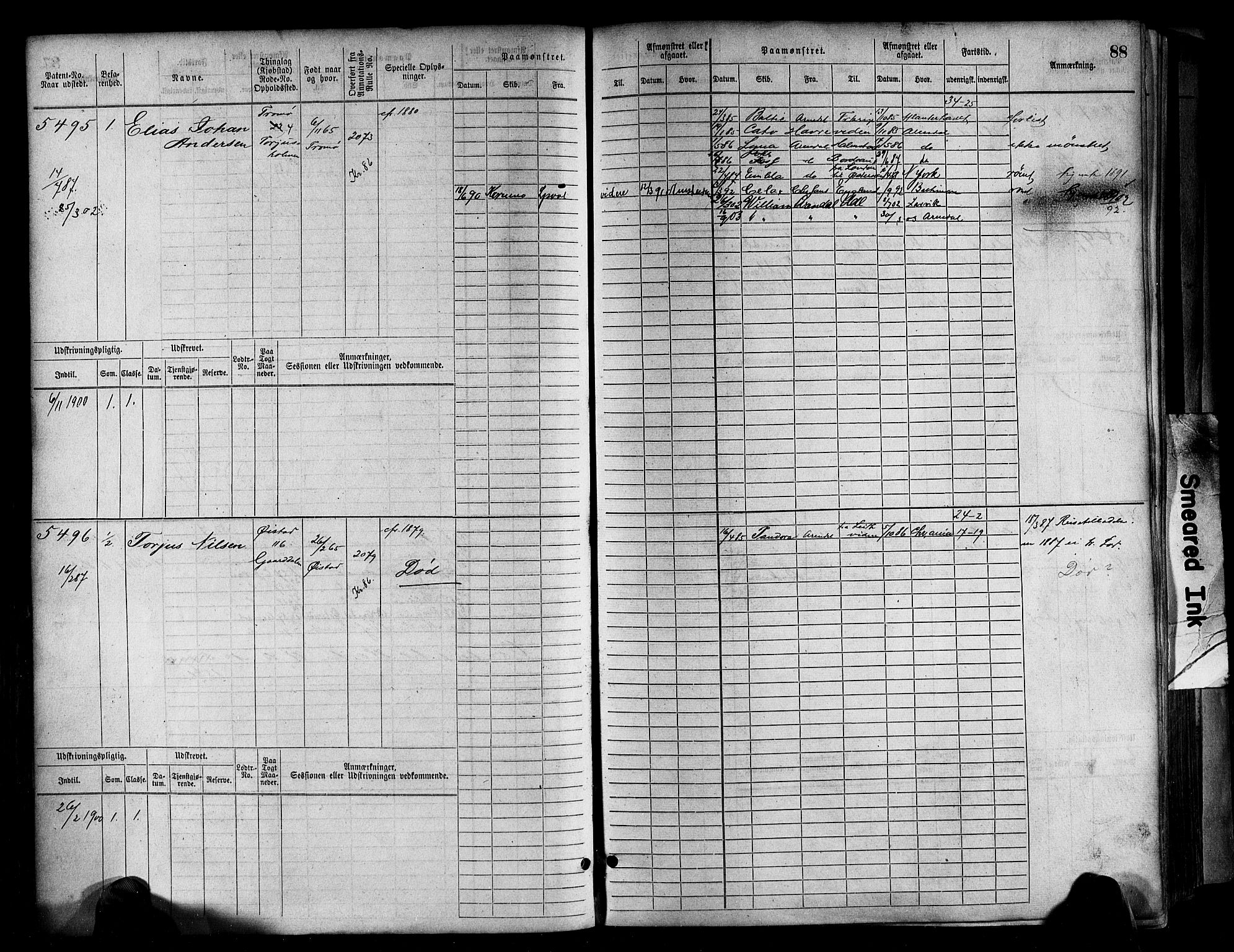 Arendal mønstringskrets, AV/SAK-2031-0012/F/Fb/L0017: Hovedrulle A nr 5323-6076, S-15, 1884-1892, p. 89