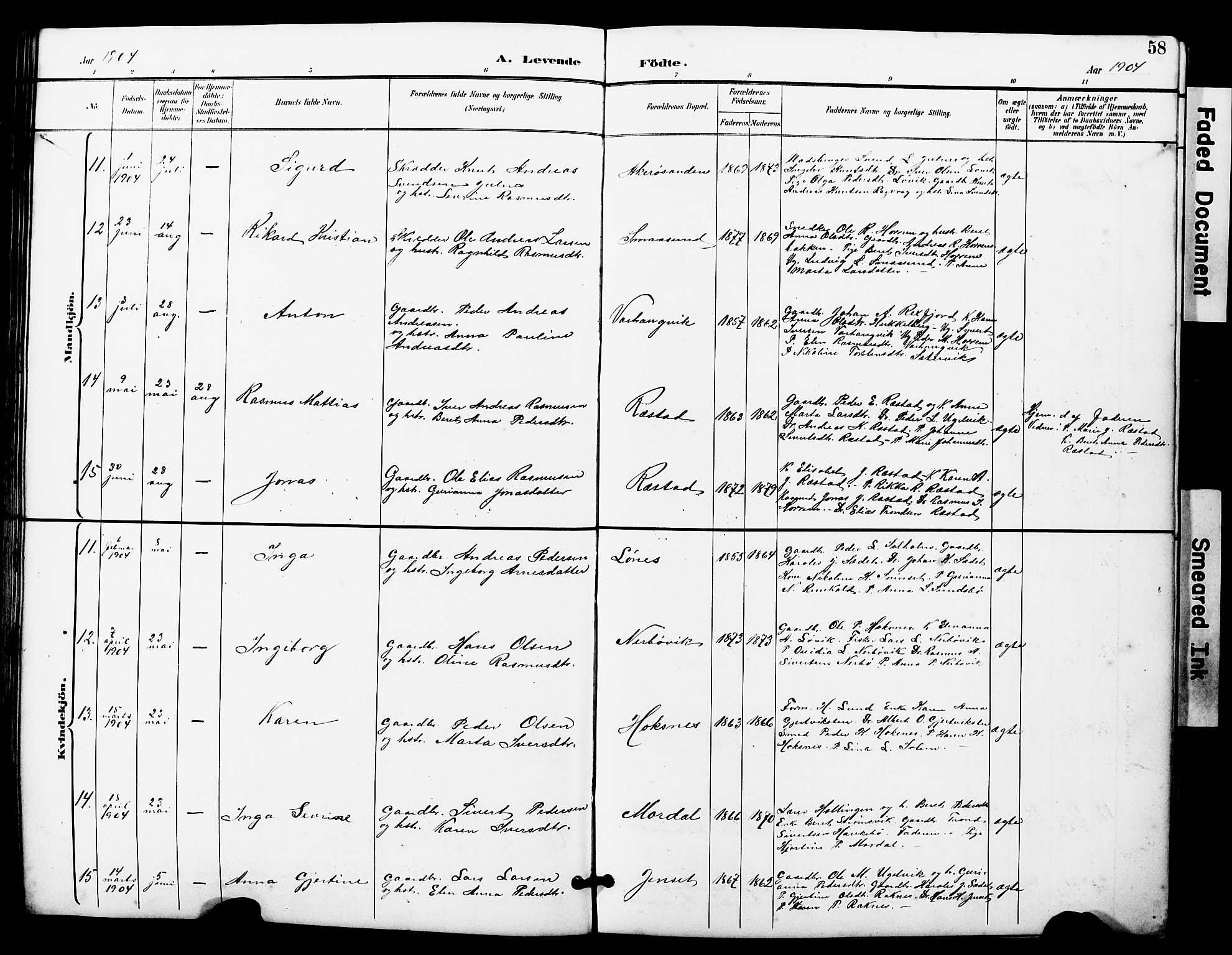 Ministerialprotokoller, klokkerbøker og fødselsregistre - Møre og Romsdal, AV/SAT-A-1454/560/L0725: Parish register (copy) no. 560C02, 1895-1930, p. 58