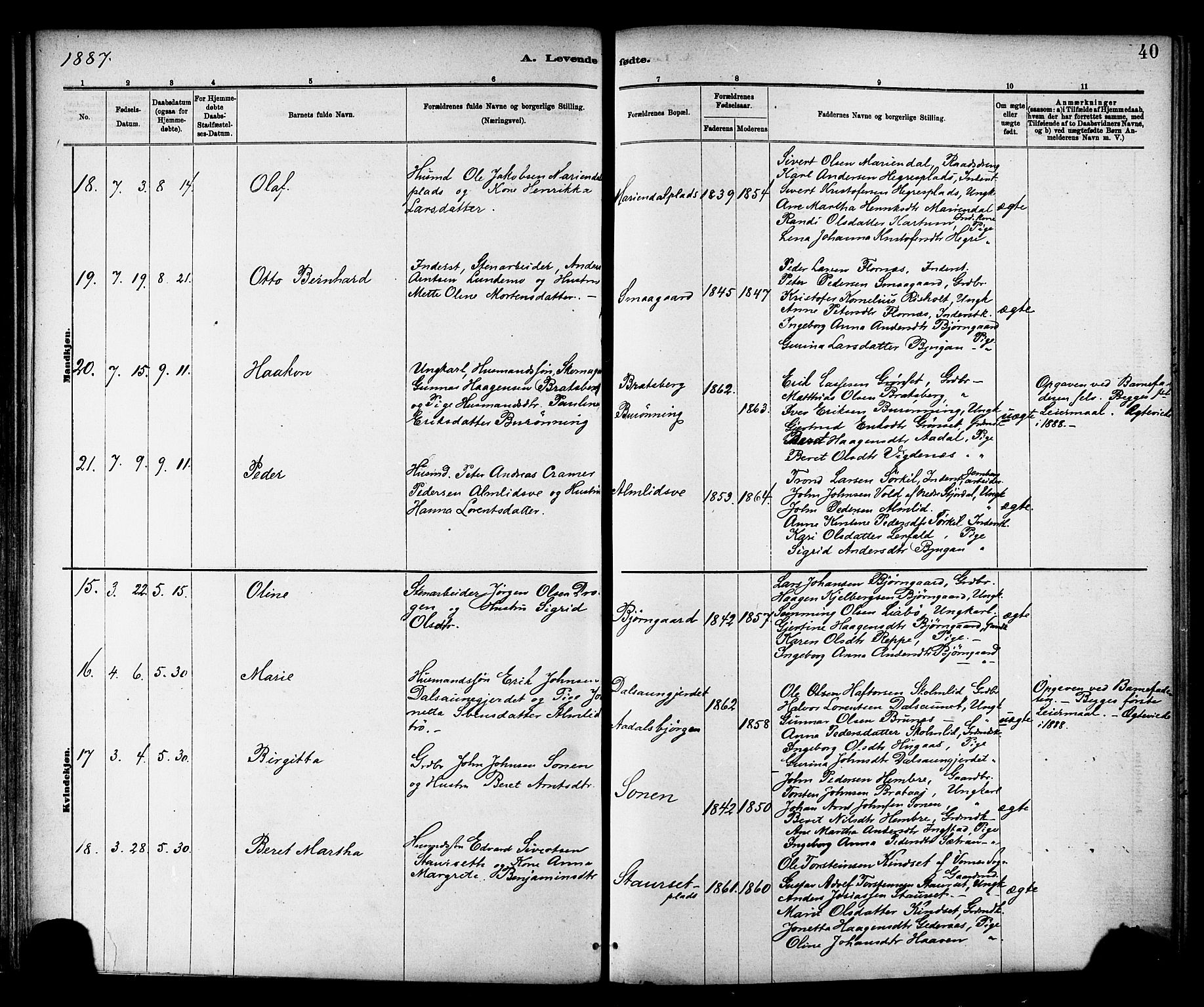 Ministerialprotokoller, klokkerbøker og fødselsregistre - Nord-Trøndelag, AV/SAT-A-1458/703/L0030: Parish register (official) no. 703A03, 1880-1892, p. 40