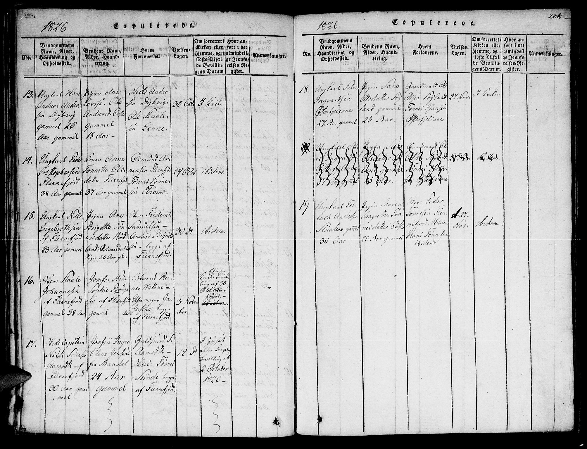 Flekkefjord sokneprestkontor, AV/SAK-1111-0012/F/Fa/Fac/L0002: Parish register (official) no. A 2, 1815-1826, p. 206