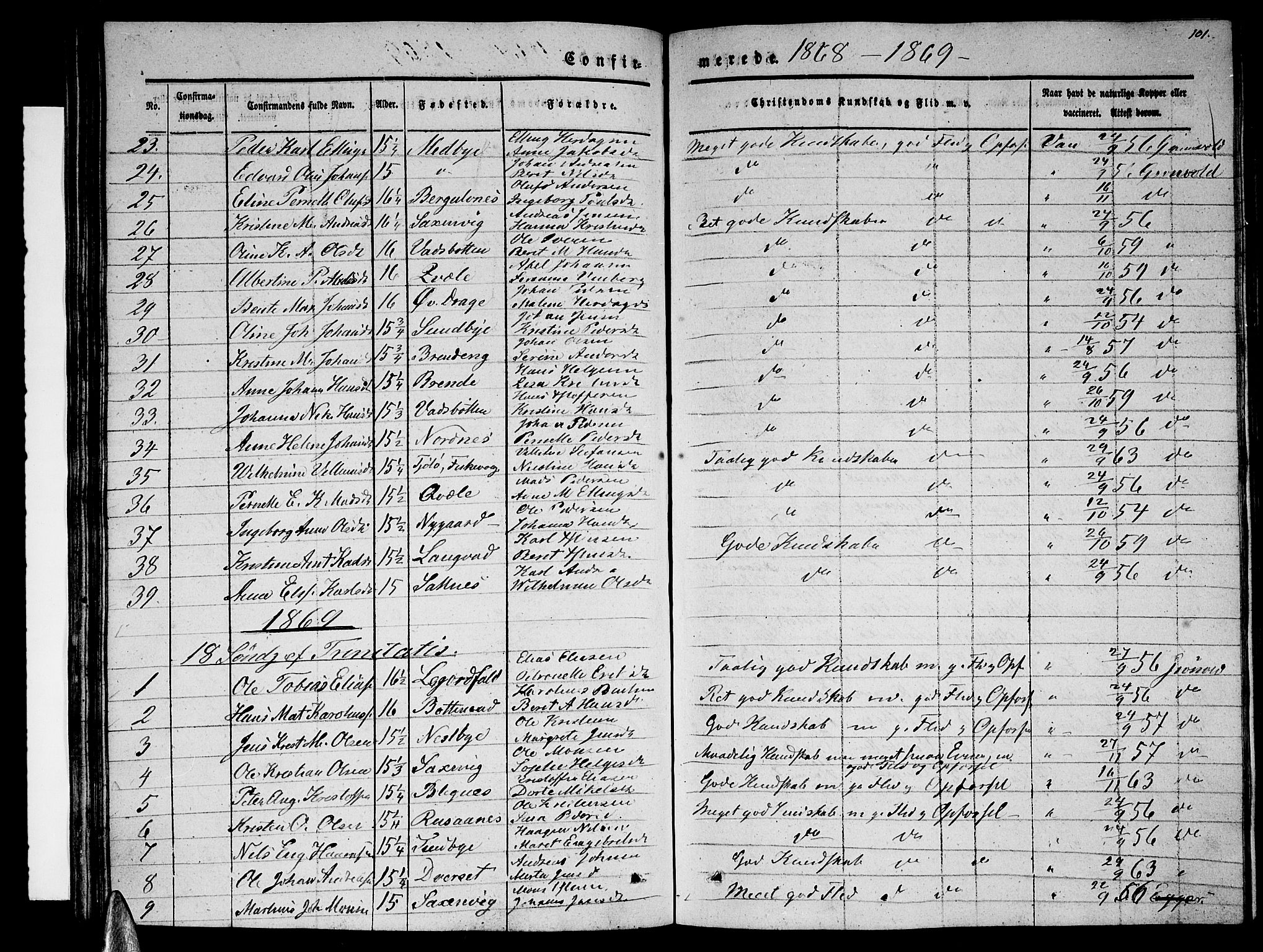 Ministerialprotokoller, klokkerbøker og fødselsregistre - Nordland, SAT/A-1459/847/L0678: Parish register (copy) no. 847C06, 1854-1870, p. 101