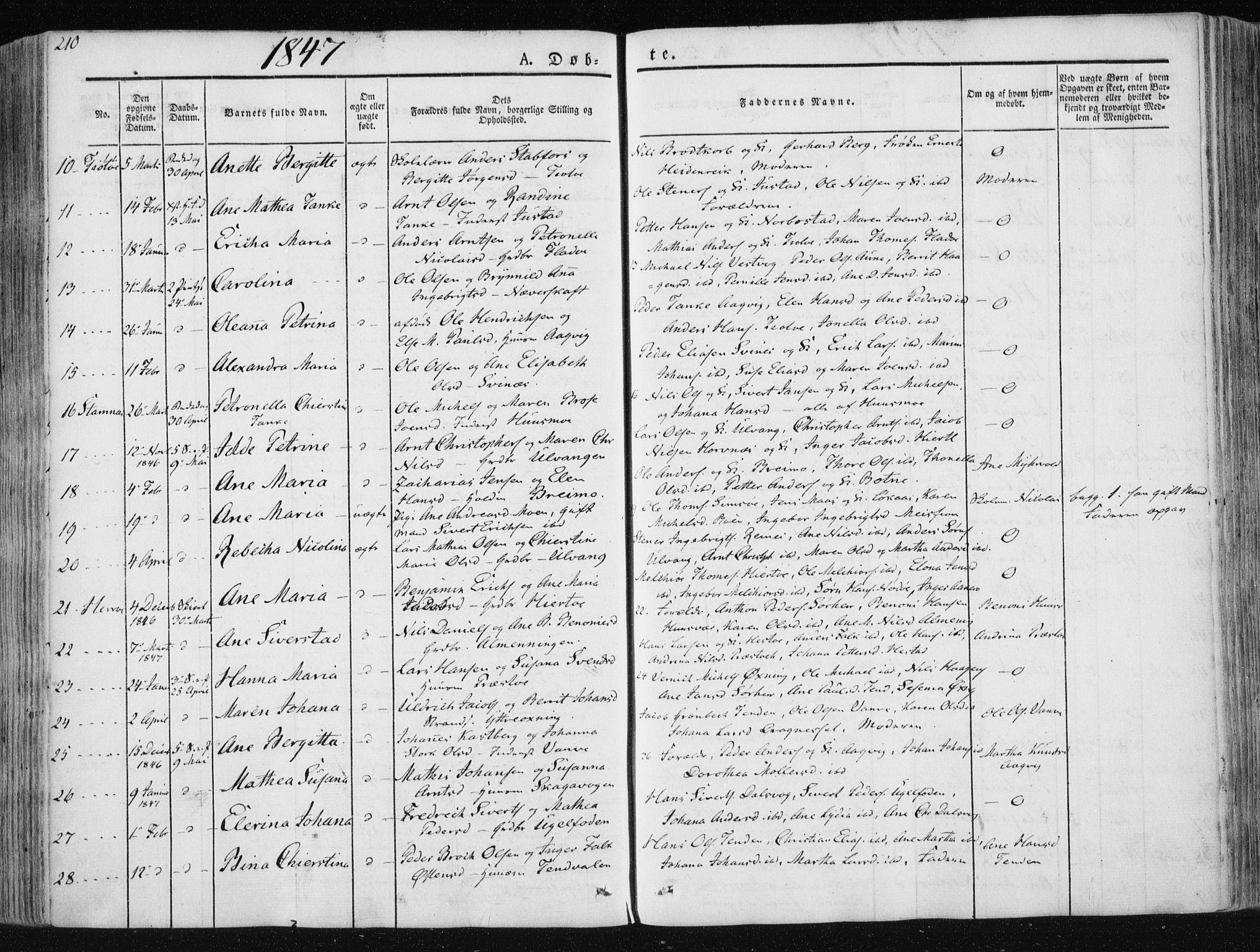 Ministerialprotokoller, klokkerbøker og fødselsregistre - Nordland, SAT/A-1459/830/L0446: Parish register (official) no. 830A10, 1831-1865, p. 210