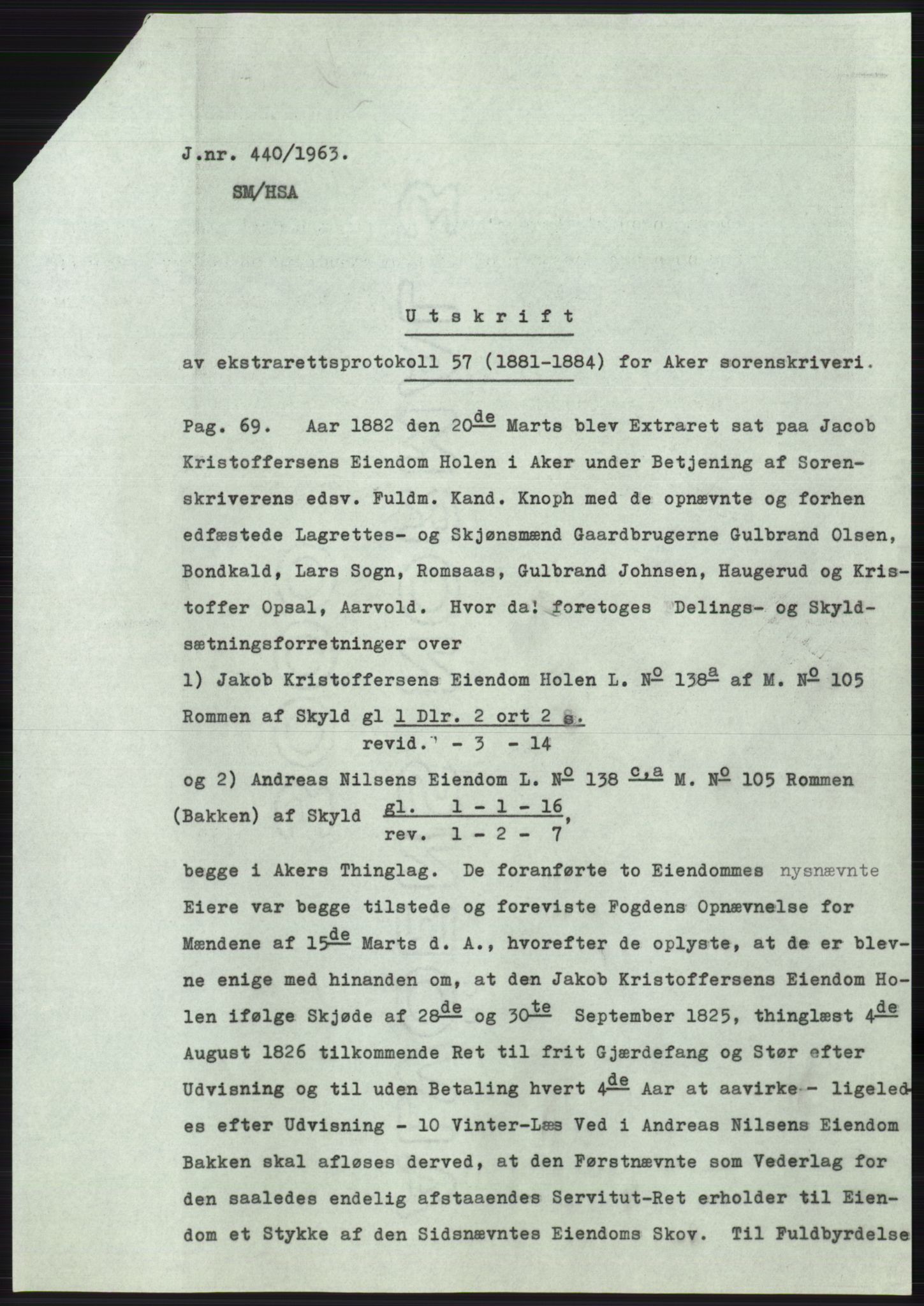 Statsarkivet i Oslo, SAO/A-10621/Z/Zd/L0017: Avskrifter, j.nr 9-1250/1963, 1963, p. 122