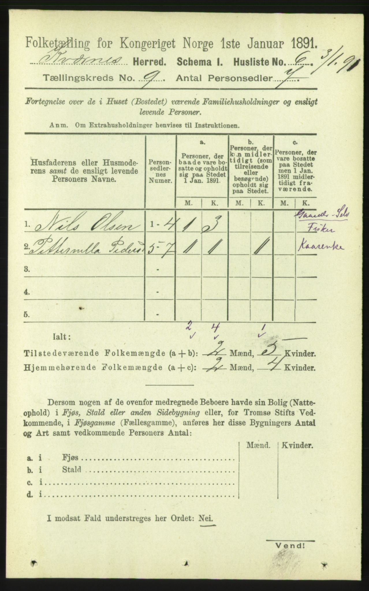 RA, 1891 census for 1553 Kvernes, 1891, p. 3890