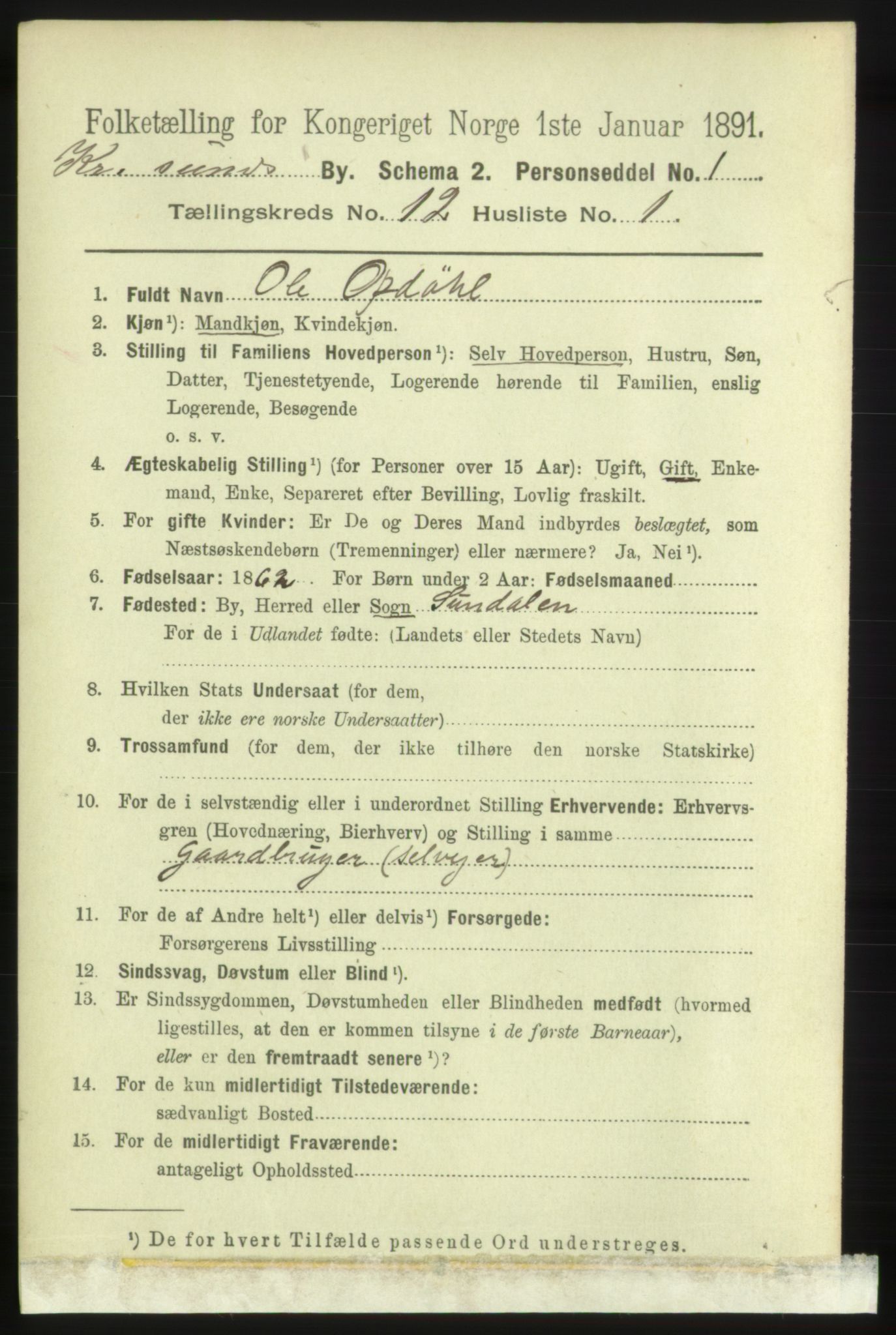 RA, 1891 census for 1503 Kristiansund, 1891, p. 9147