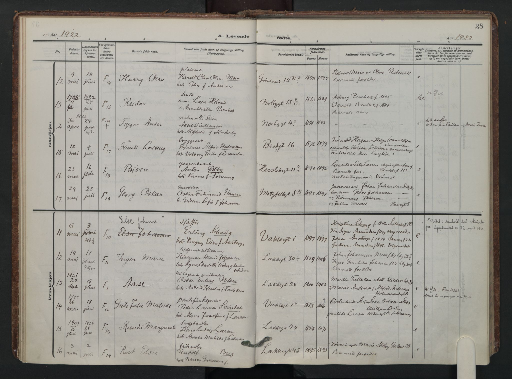 Wexel prestekontor Kirkebøker, AV/SAO-A-10879/F/L0001: Parish register (official) no. 1, 1917-1930, p. 38