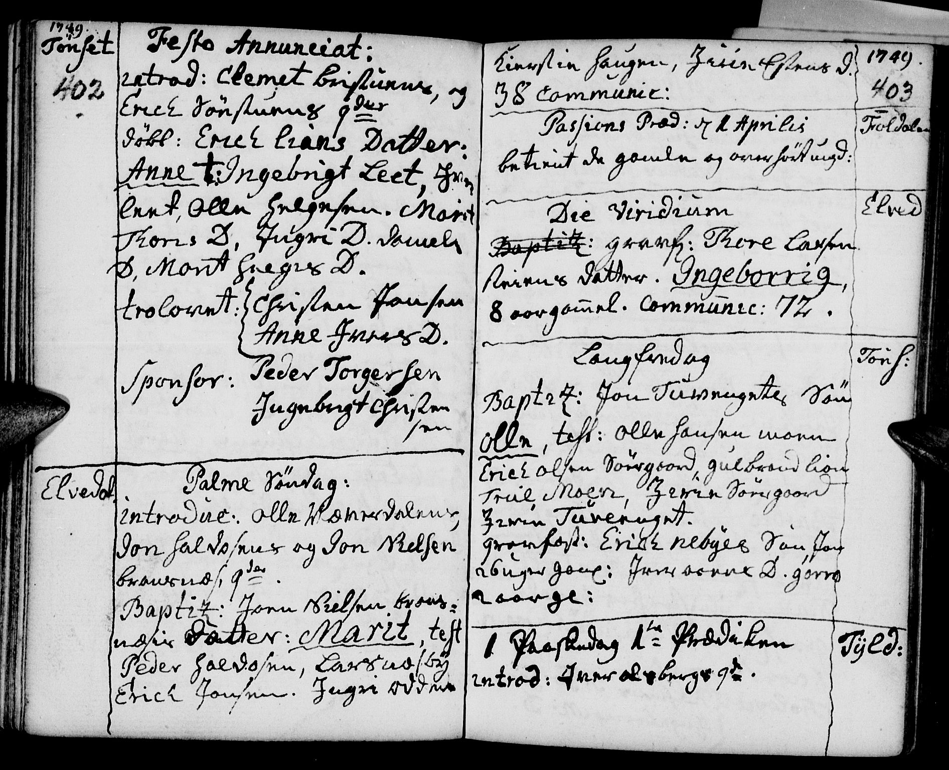 Tynset prestekontor, SAH/PREST-058/H/Ha/Haa/L0002: Parish register (official) no. 2, 1737-1767, p. 402-403