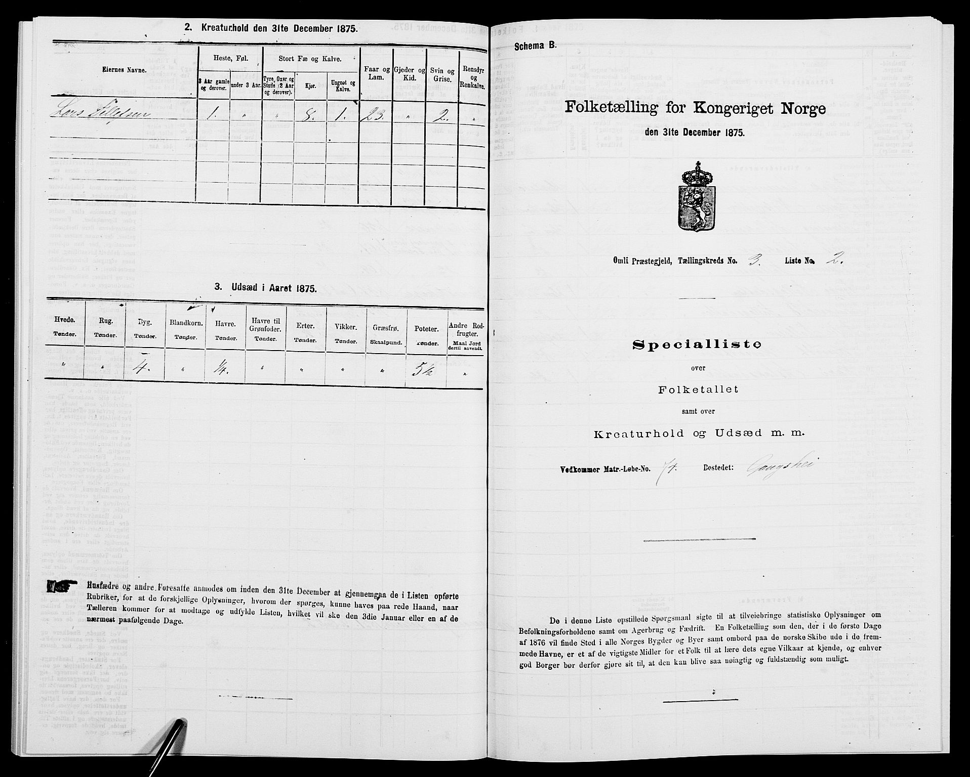 SAK, 1875 census for 0929P Åmli, 1875, p. 245