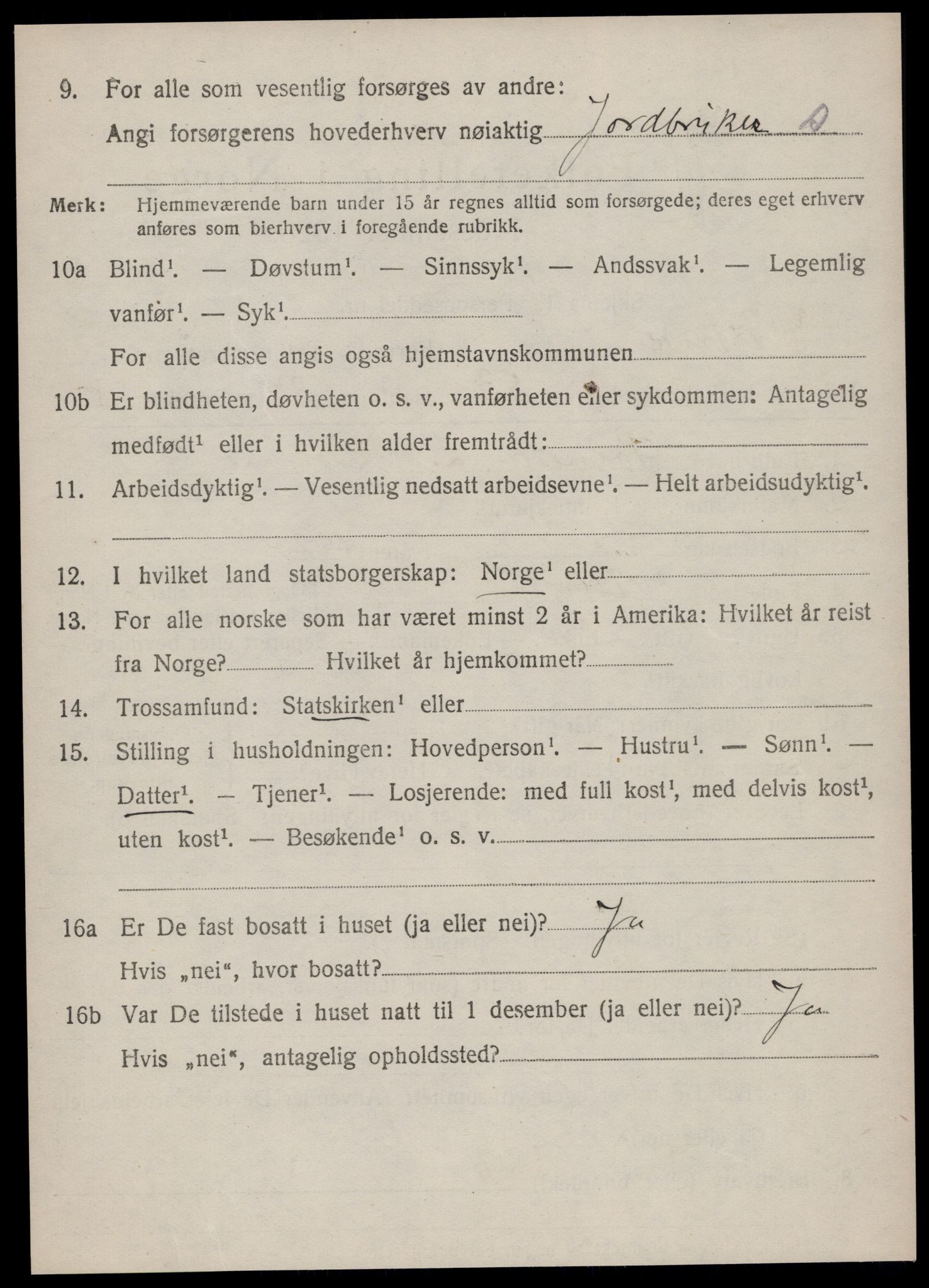 SAT, 1920 census for Vestnes, 1920, p. 1852