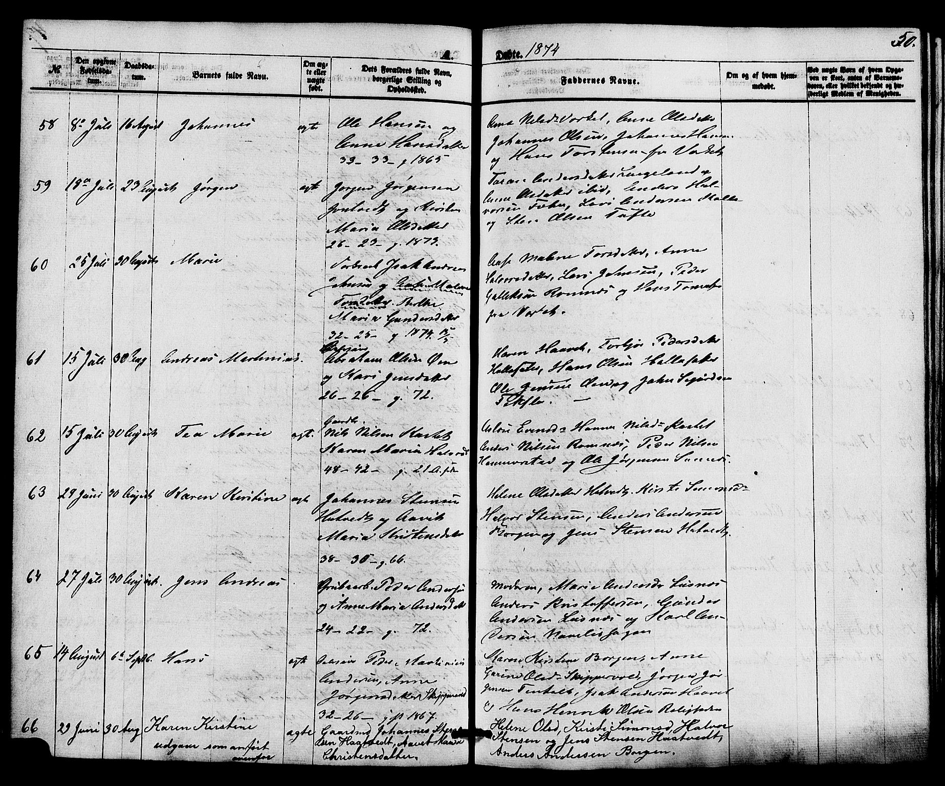 Holla kirkebøker, SAKO/A-272/F/Fa/L0007: Parish register (official) no. 7, 1869-1881, p. 50