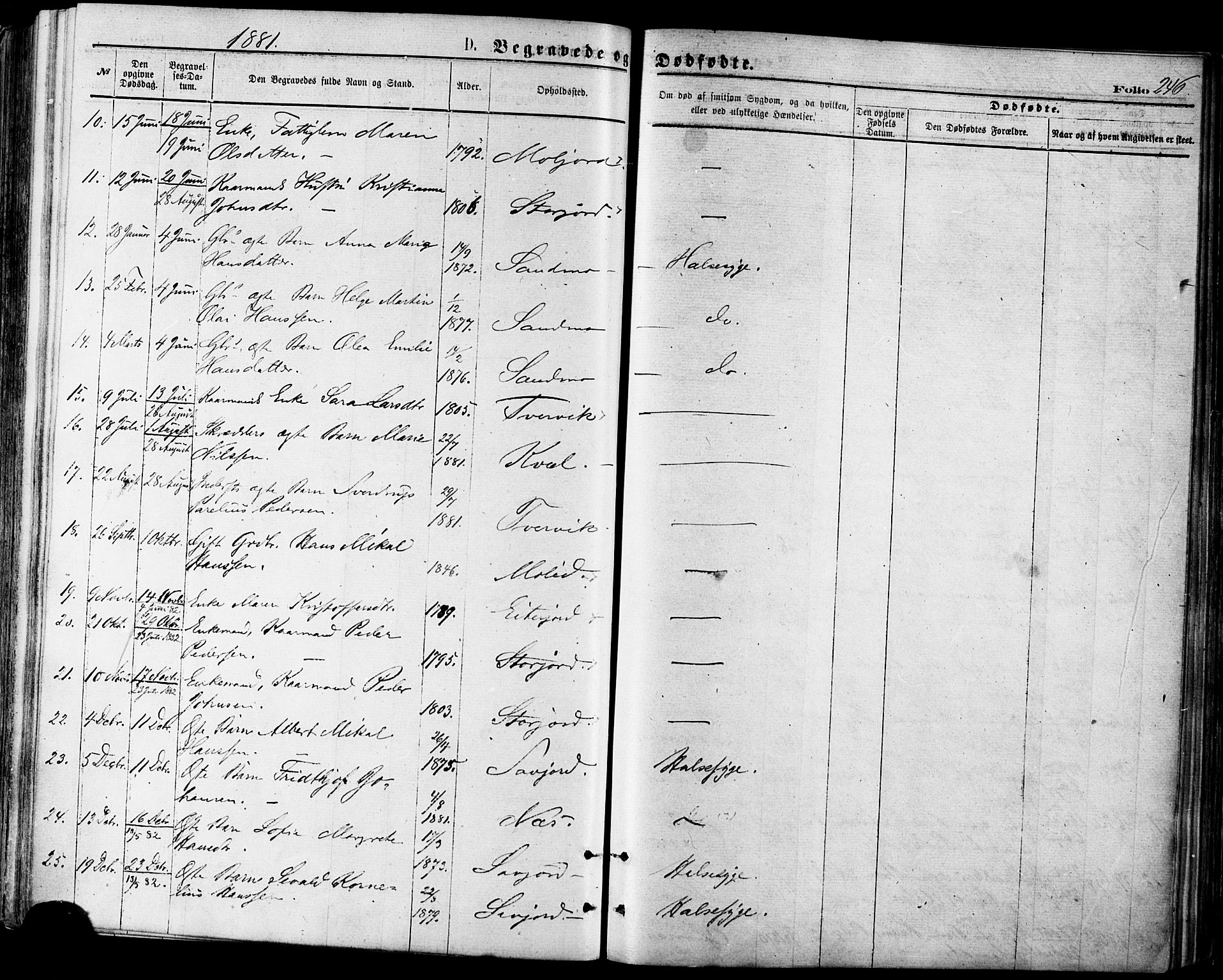 Ministerialprotokoller, klokkerbøker og fødselsregistre - Nordland, AV/SAT-A-1459/846/L0645: Parish register (official) no. 846A03, 1872-1886, p. 246