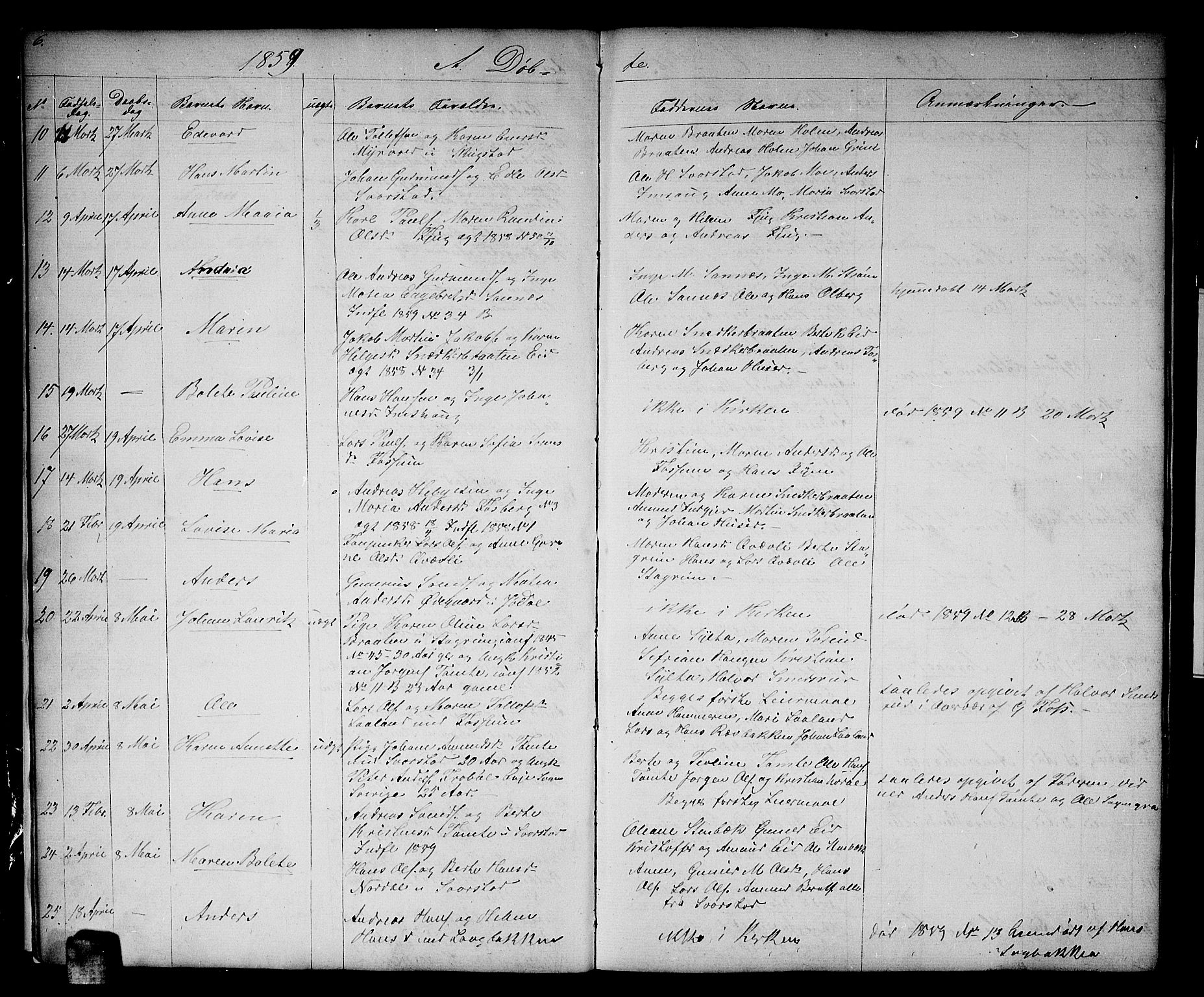 Aurskog prestekontor Kirkebøker, SAO/A-10304a/G/Gb/L0001: Parish register (copy) no. II 1, 1858-1885, p. 6