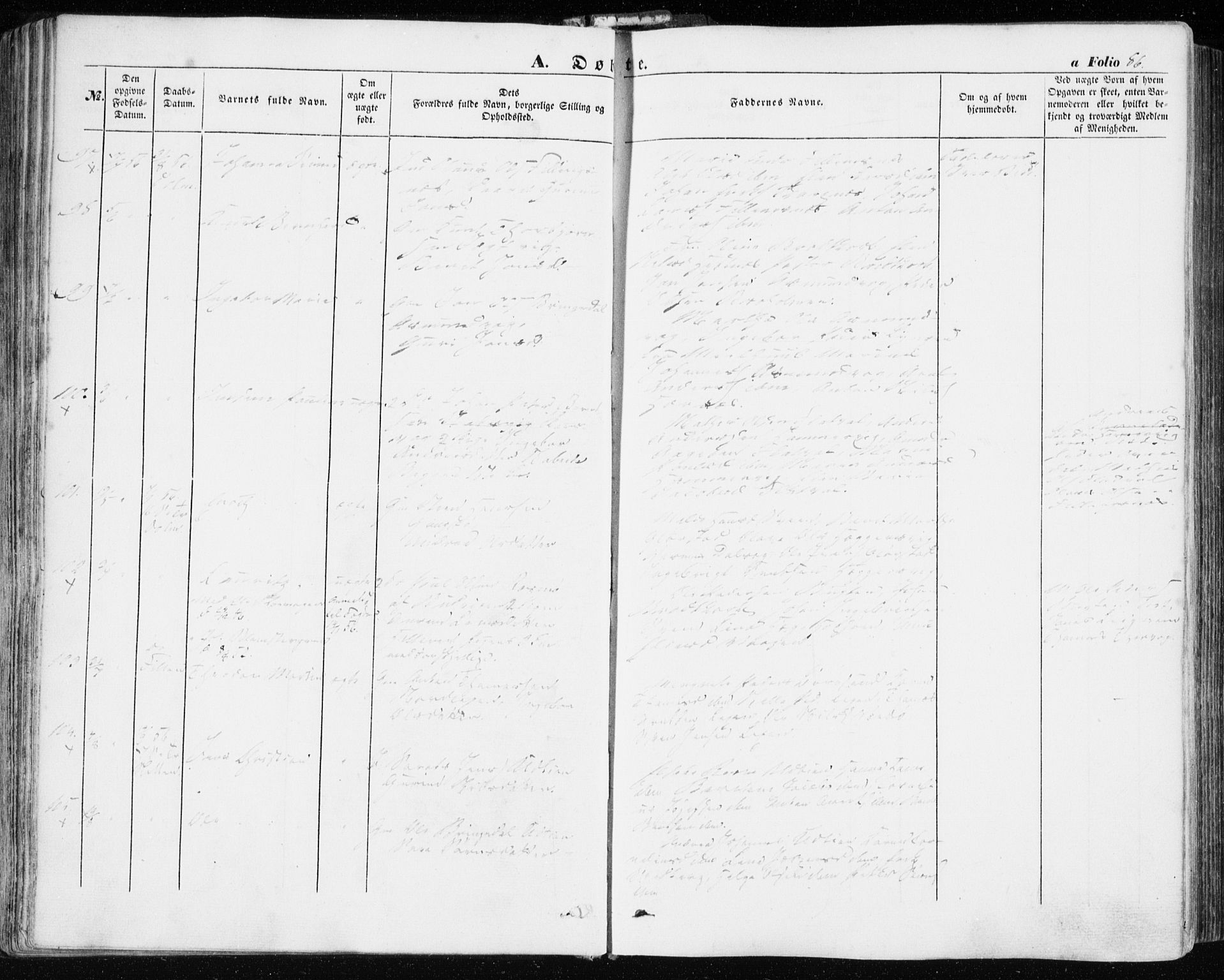 Ministerialprotokoller, klokkerbøker og fødselsregistre - Sør-Trøndelag, SAT/A-1456/634/L0530: Parish register (official) no. 634A06, 1852-1860, p. 86