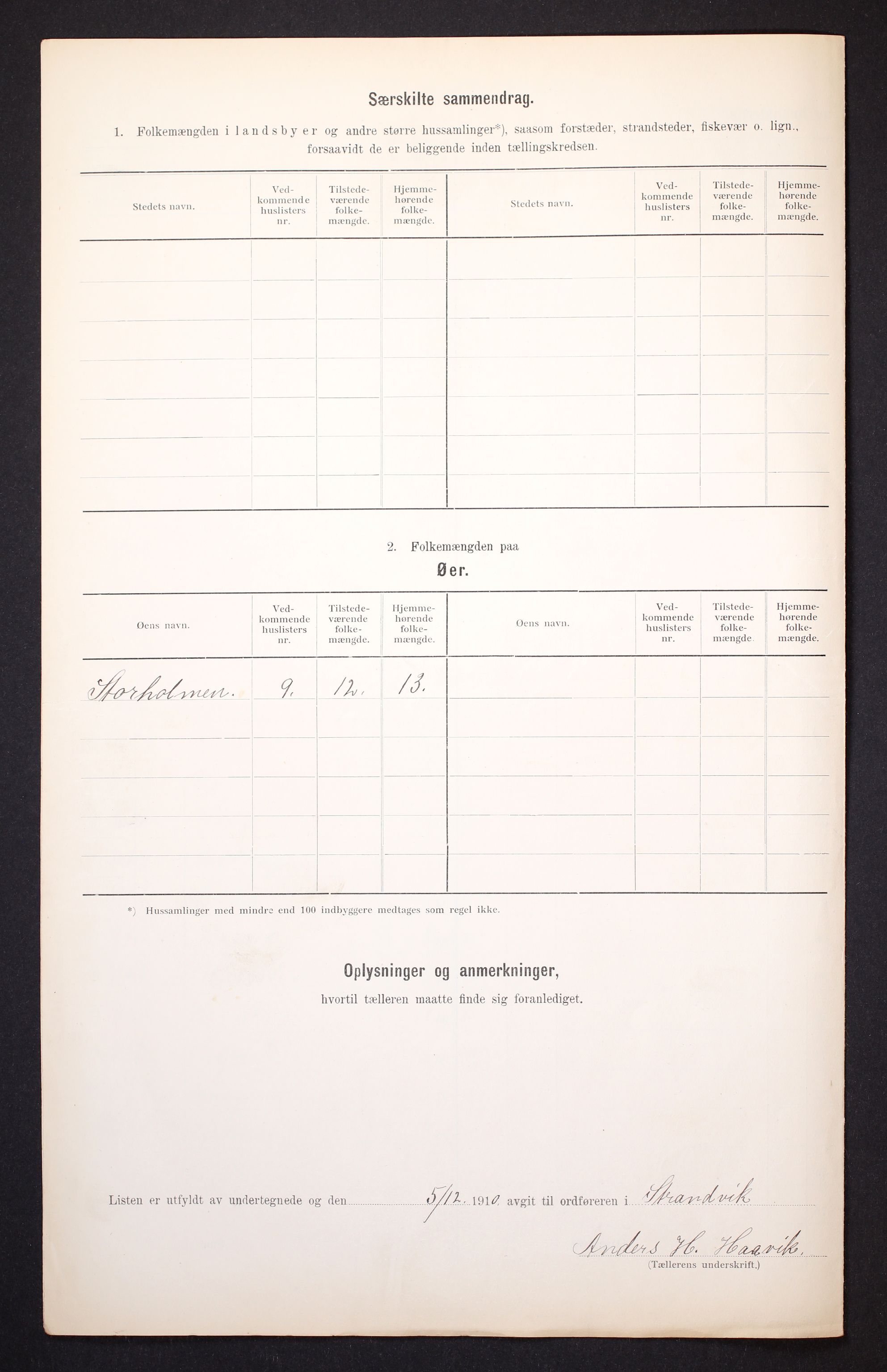 RA, 1910 census for Strandvik, 1910, p. 12