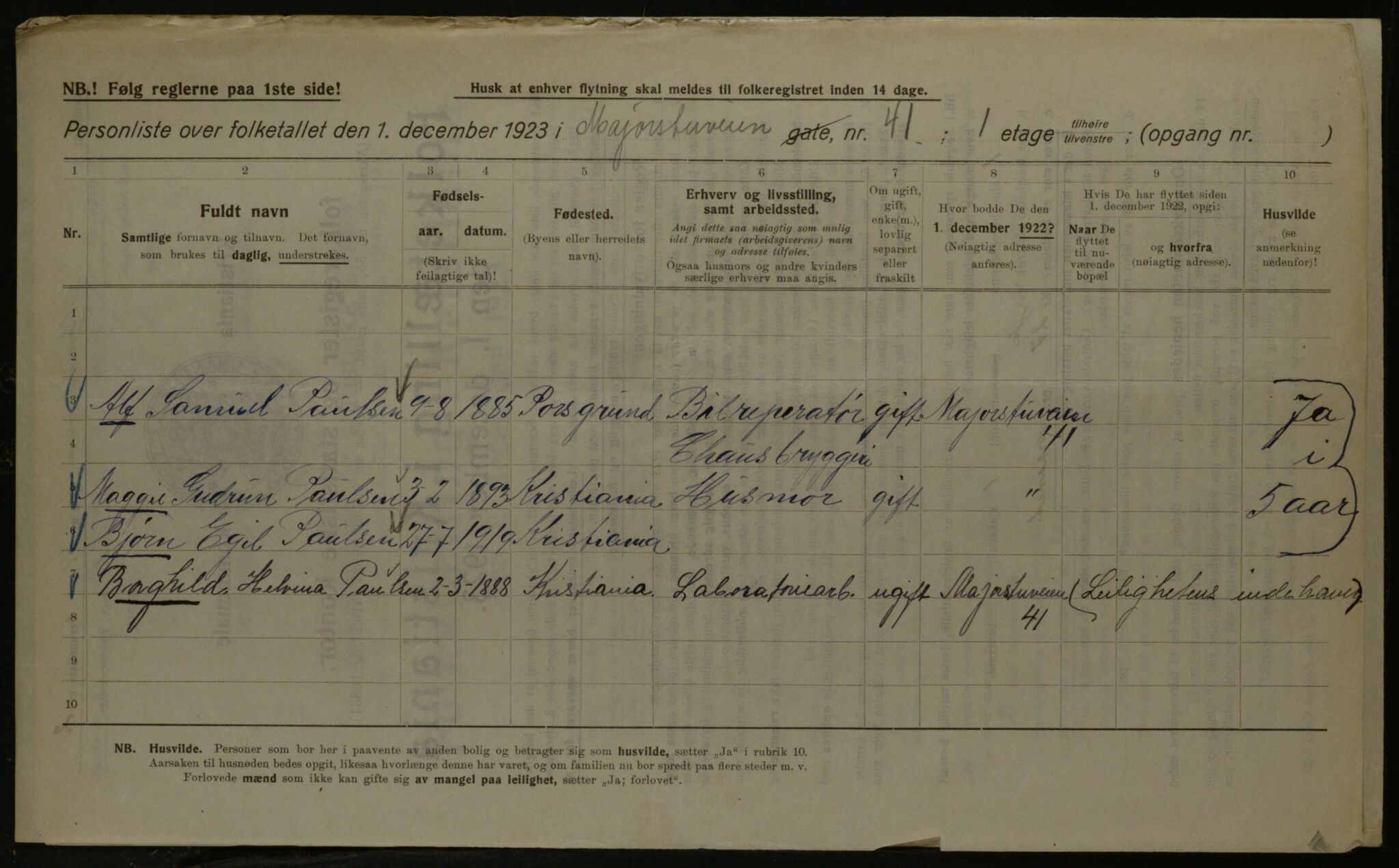 OBA, Municipal Census 1923 for Kristiania, 1923, p. 66751