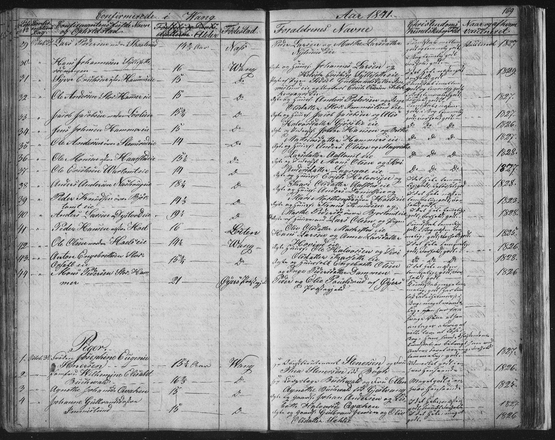 Vang prestekontor, Hedmark, SAH/PREST-008/H/Ha/Hab/L0008: Parish register (copy) no. 8, 1832-1854, p. 169