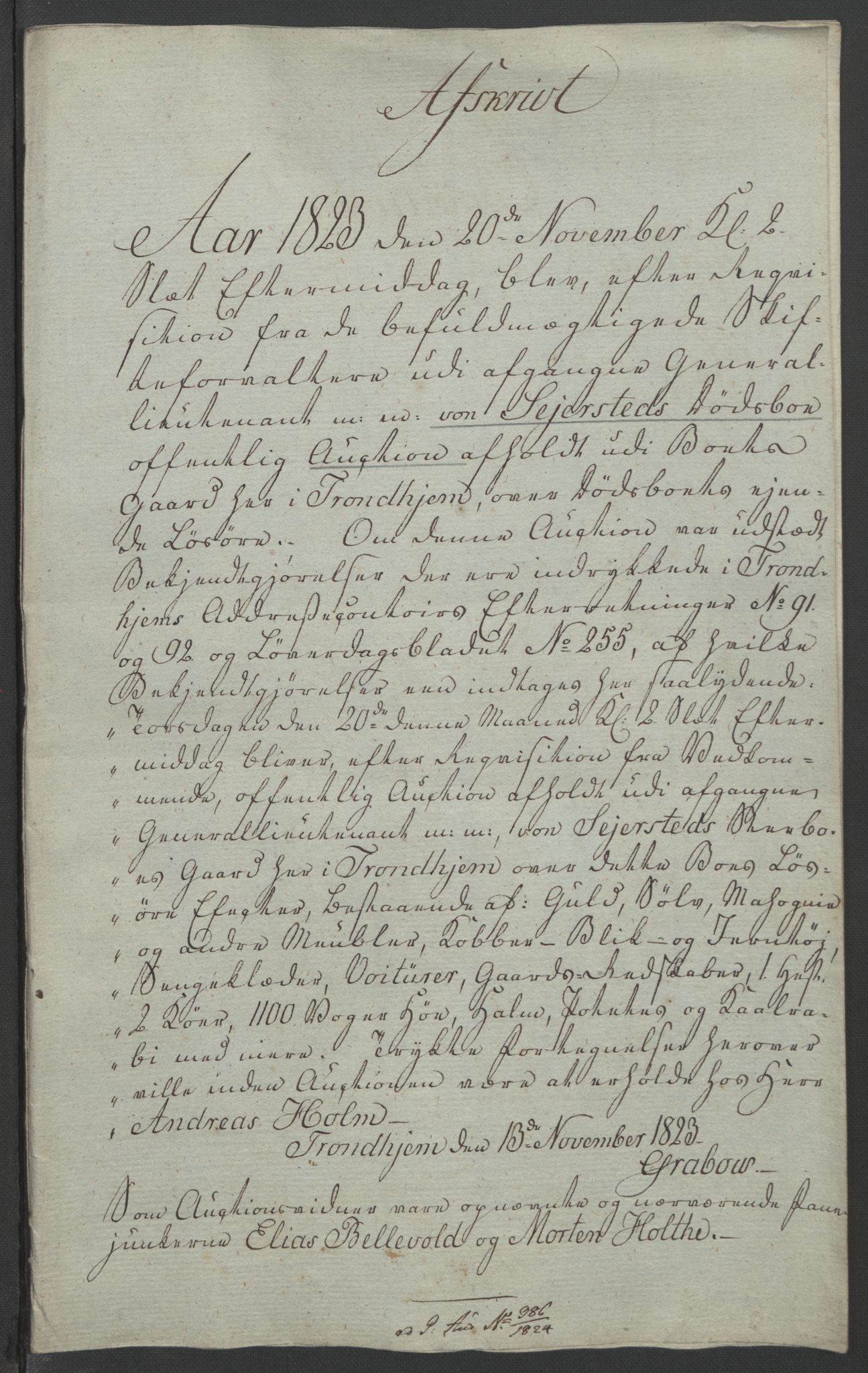 Forsvaret, Generalauditøren, RA/RAFA-1772/F/Fj/Fja/L0032: --, 1750-1823, p. 593