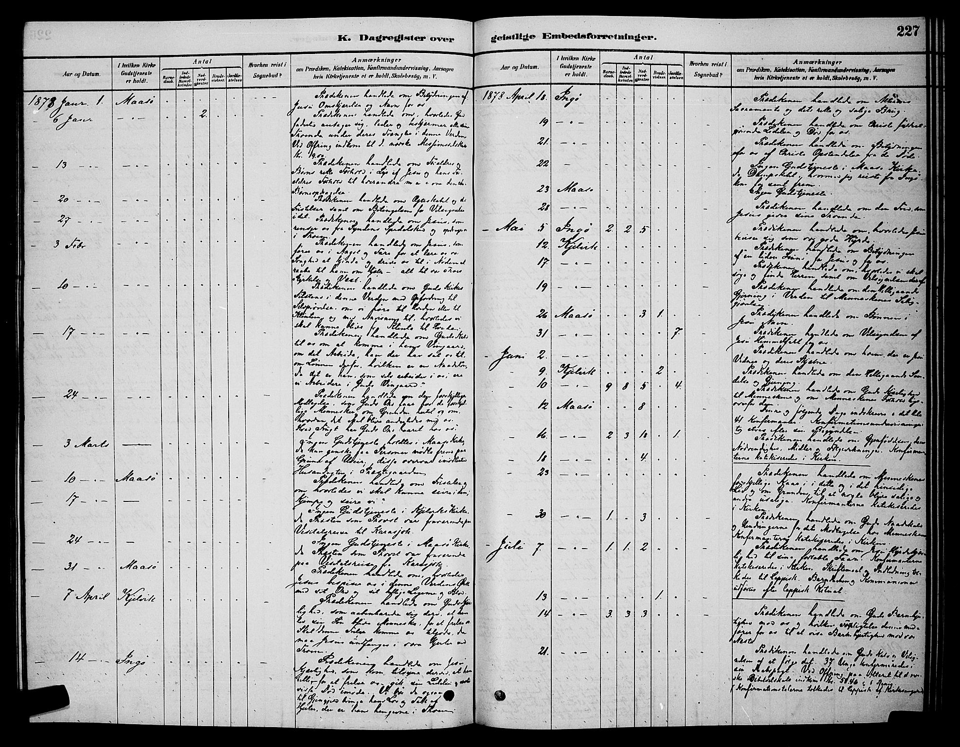 Måsøy sokneprestkontor, SATØ/S-1348/H/Hb/L0002klokker: Parish register (copy) no. 2, 1876-1888, p. 227