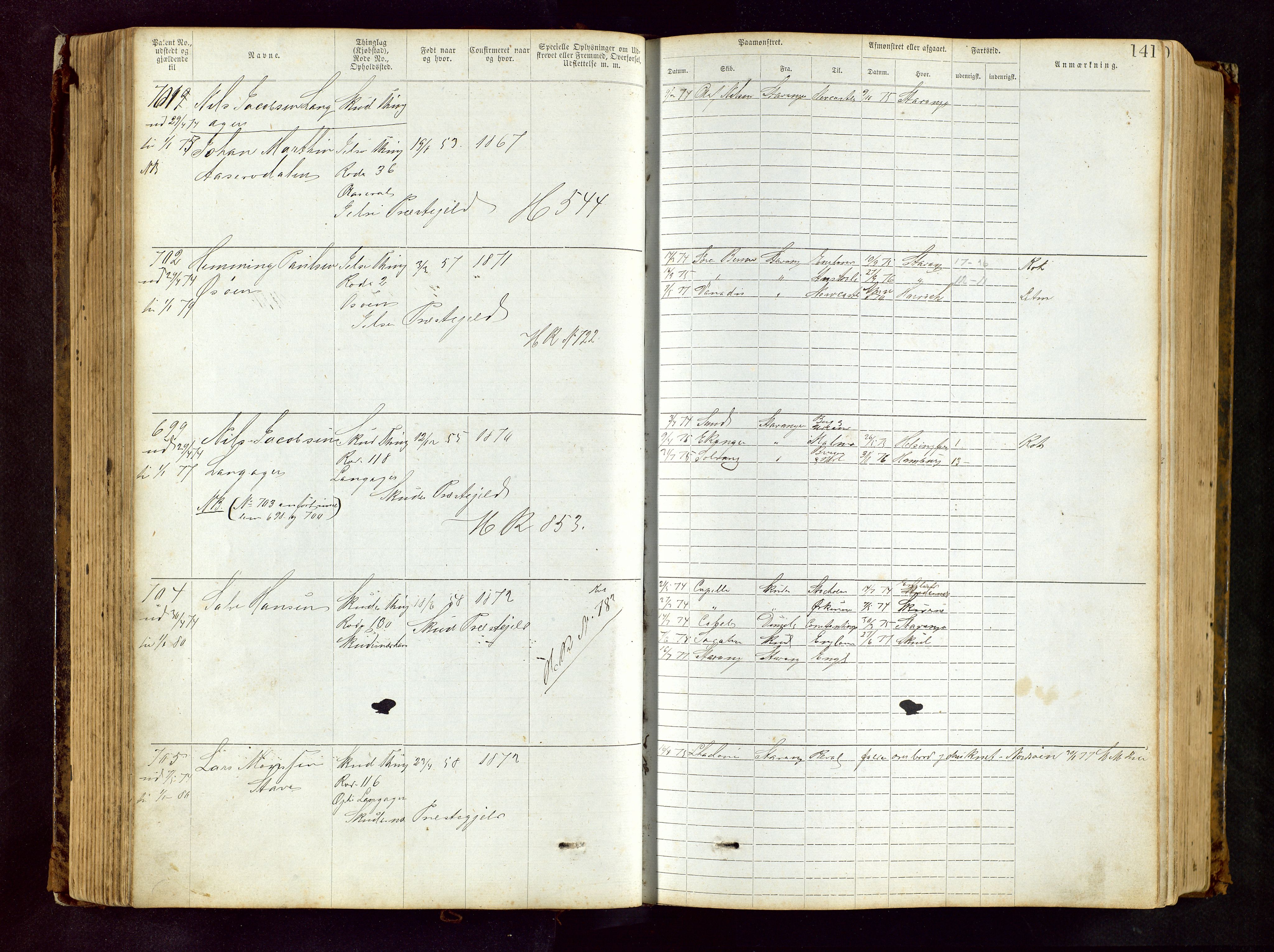 Haugesund sjømannskontor, AV/SAST-A-102007/F/Ff/L0002: Sjøfartsrulle Skudenes krets nr. 1-2719, 1868-1948, p. 141