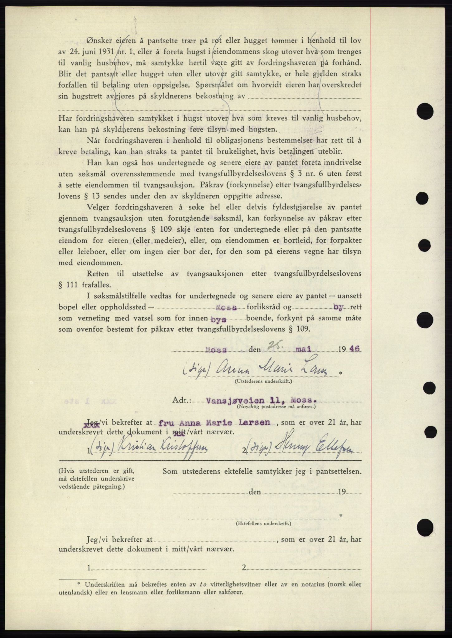 Moss sorenskriveri, SAO/A-10168: Mortgage book no. B15, 1946-1946, Diary no: : 1127/1946