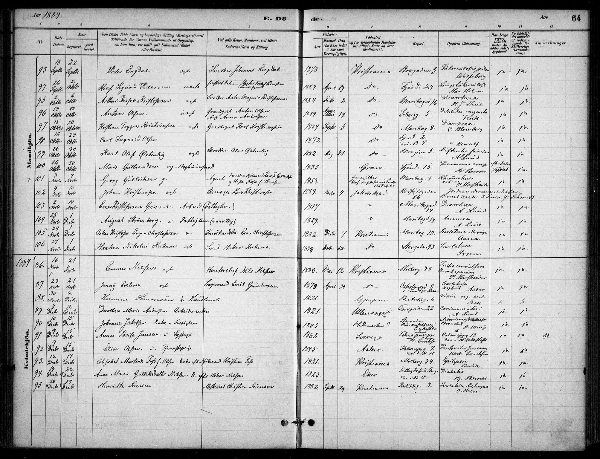 Jakob prestekontor Kirkebøker, AV/SAO-A-10850/F/Fa/L0007: Parish register (official) no. 7, 1880-1905, p. 64