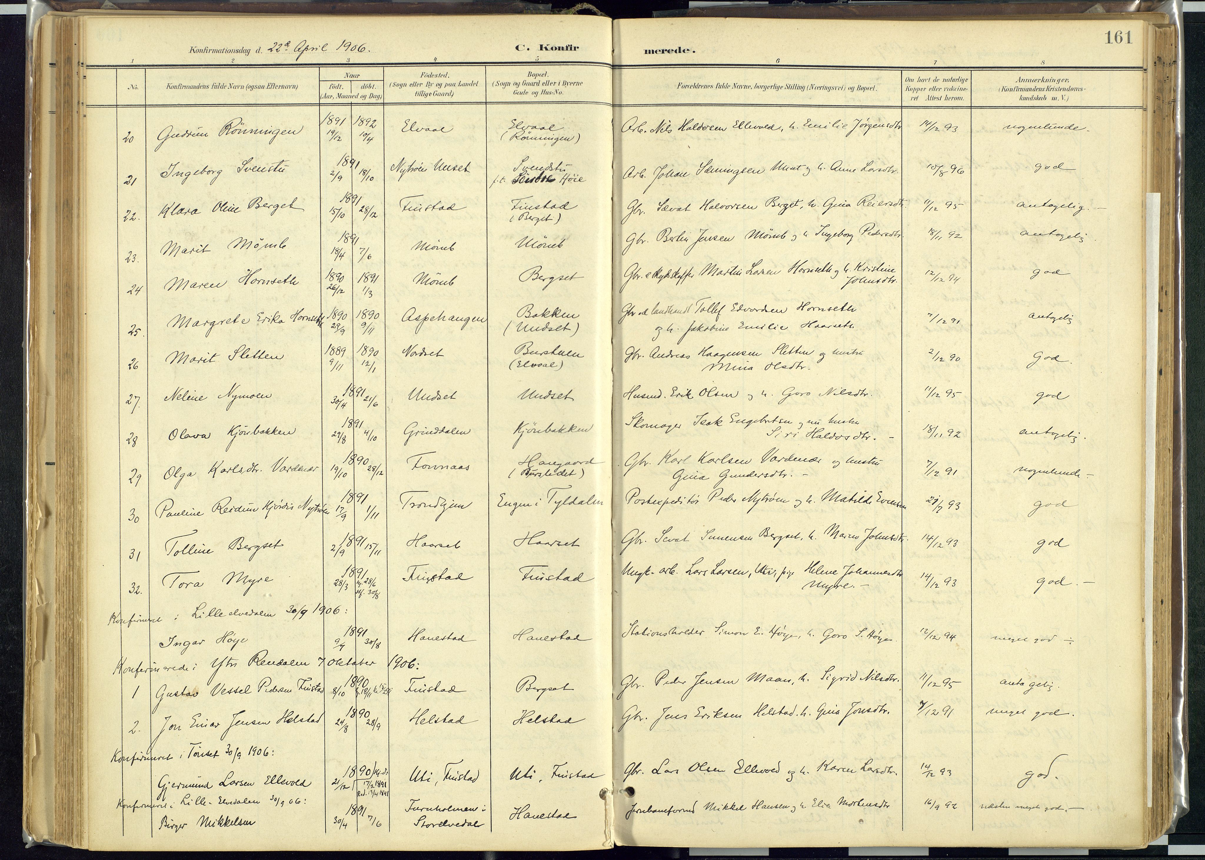 Rendalen prestekontor, AV/SAH-PREST-054/H/Ha/Haa/L0012: Parish register (official) no. 12, 1901-1928, p. 161