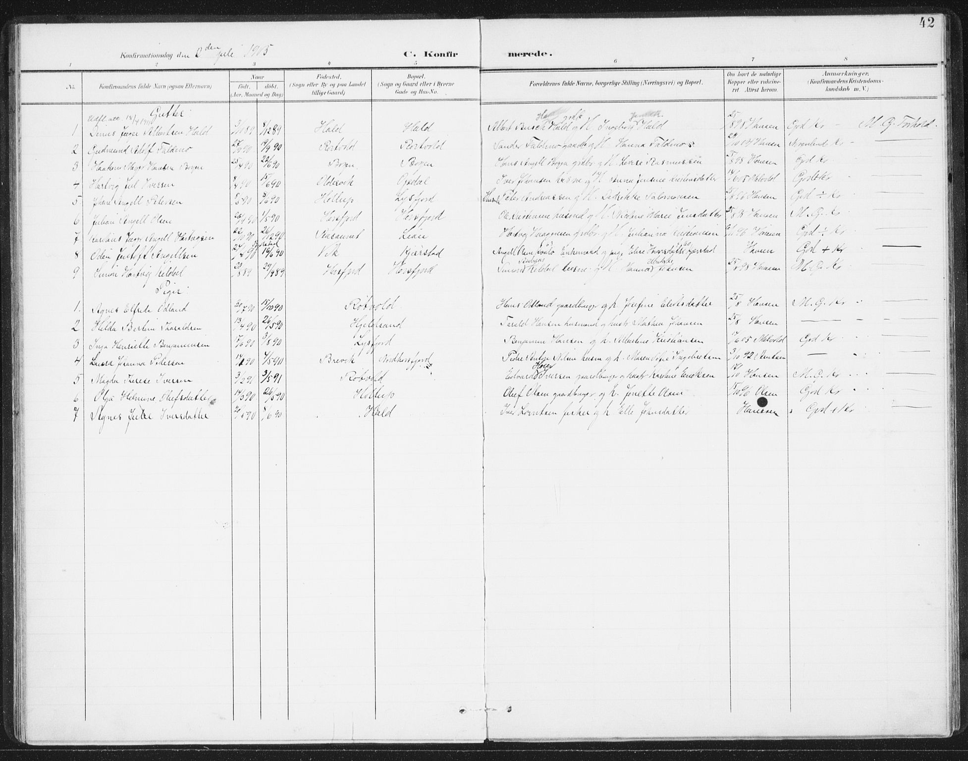 Ministerialprotokoller, klokkerbøker og fødselsregistre - Nordland, AV/SAT-A-1459/811/L0167: Parish register (official) no. 811A04, 1899-1913, p. 42