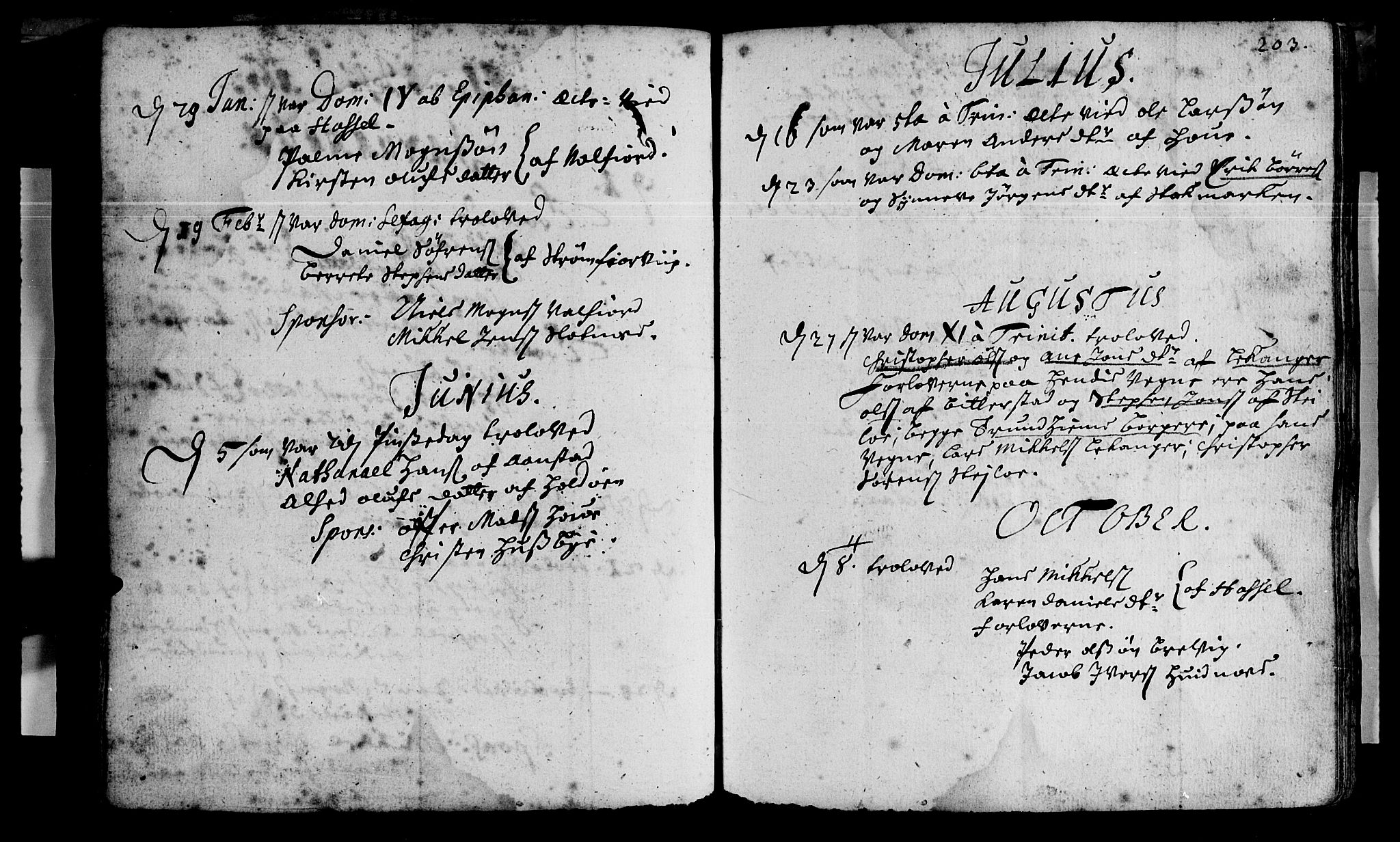 Ministerialprotokoller, klokkerbøker og fødselsregistre - Nordland, AV/SAT-A-1459/888/L1231: Parish register (official) no. 888A01 /1, 1693-1738, p. 203